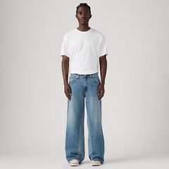 Baggy Wide-Leg Men's Jeans — Rain All Day Pieced - Medium Wash 6