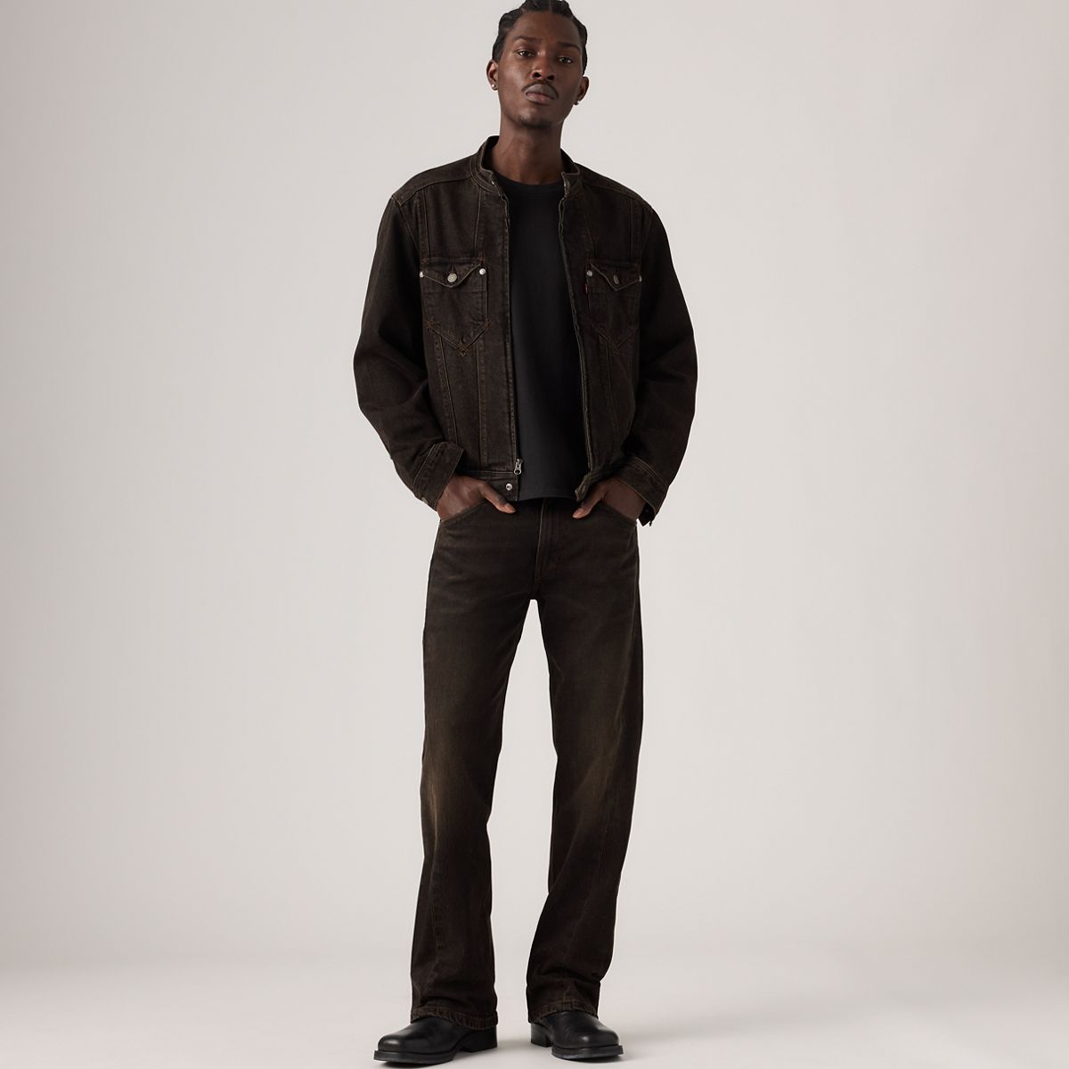 Twisted Slim Kick Flare Men's Jeans — Midnight Twist - Black