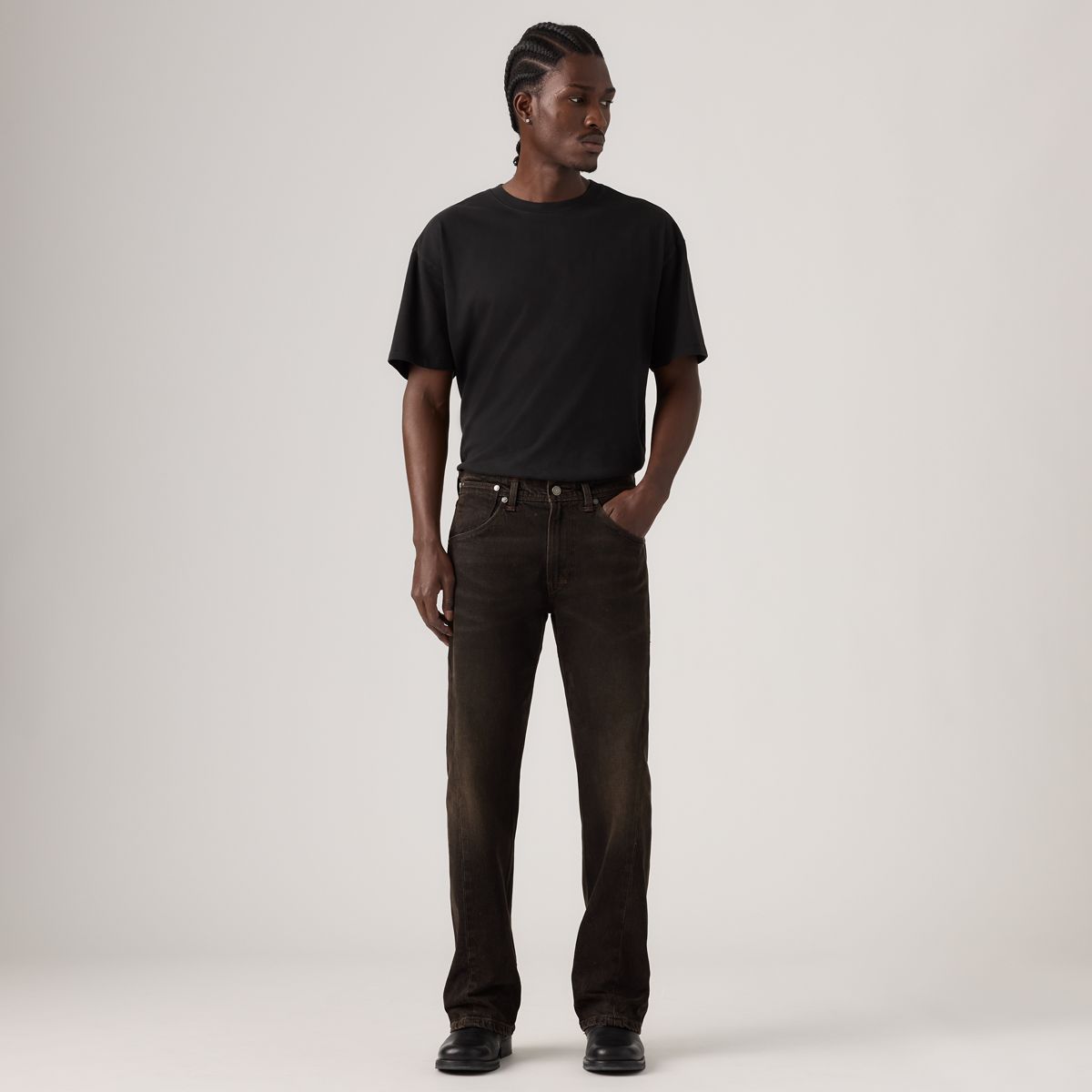 Twisted Slim Kick Flare Men's Jeans — Midnight Twist - Black