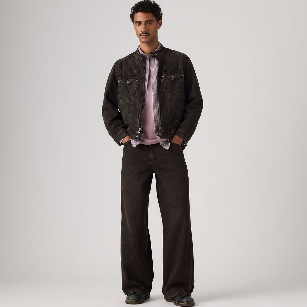 Twisted Baggy Wide-Leg Men's Jeans — Midnight Twist - Black