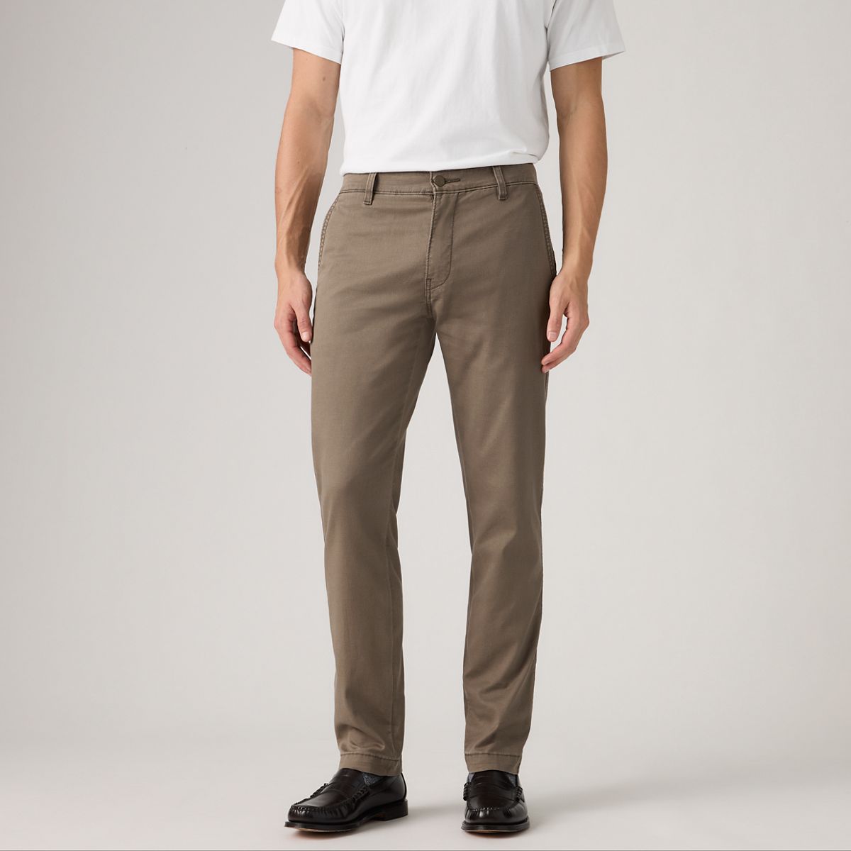 XX Chino Standard Taper Lightweight Linen Blend Men's Pants — Maitake Brown Cotton Linen Twill - Brown