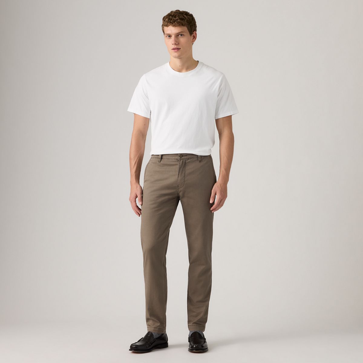 XX Chino Standard Taper Lightweight Linen Blend Men's Pants — Maitake Brown Cotton Linen Twill - Brown