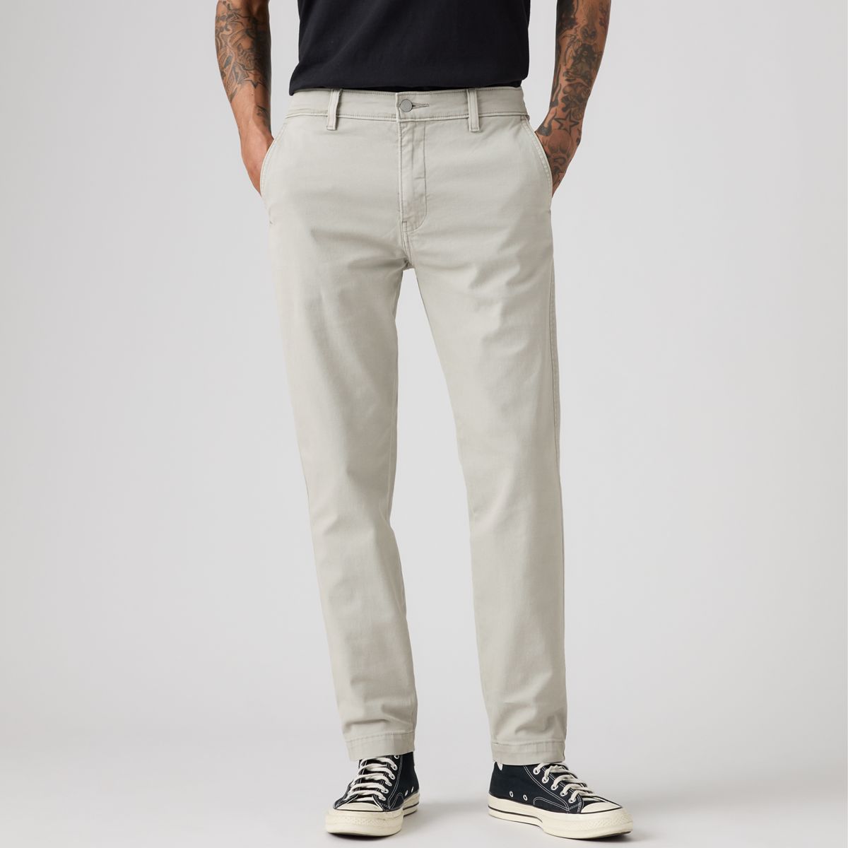 XX Chino Standard Taper Garment Dye Men's Pants — Ghost Gray Shady Garment Dye - Grey