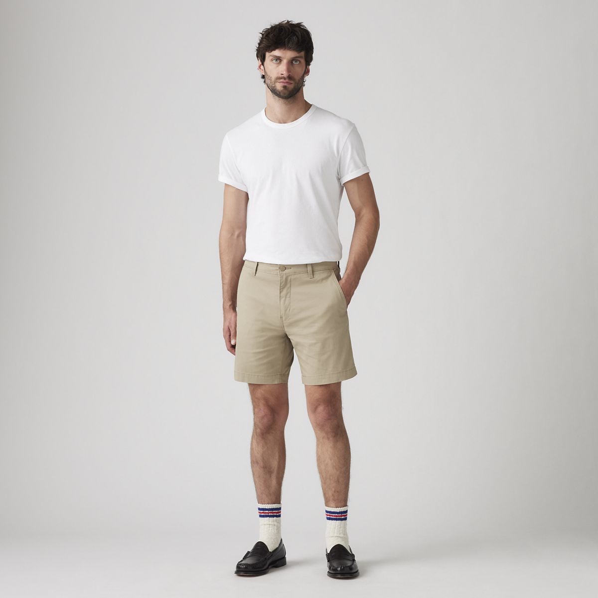 XX Chino Taper Men's Shorts — White - Brown