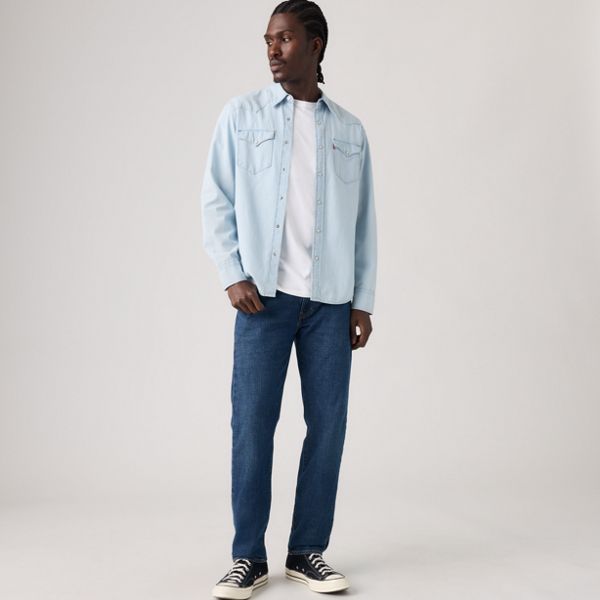502™ Taper Linen+ Denim Men's Jeans — Part The Sea - Dark Wash