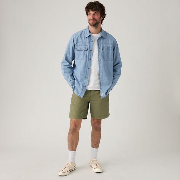 XX Chino Authentic Relaxed Seersucker 8" Men's Shorts — Deep Lichen Green - Green