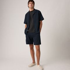 XX Chino Authentic Relaxed Seersucker 8" Men's Shorts — Cadiz Plaid Navy Plaid Seersucker - Blue 1