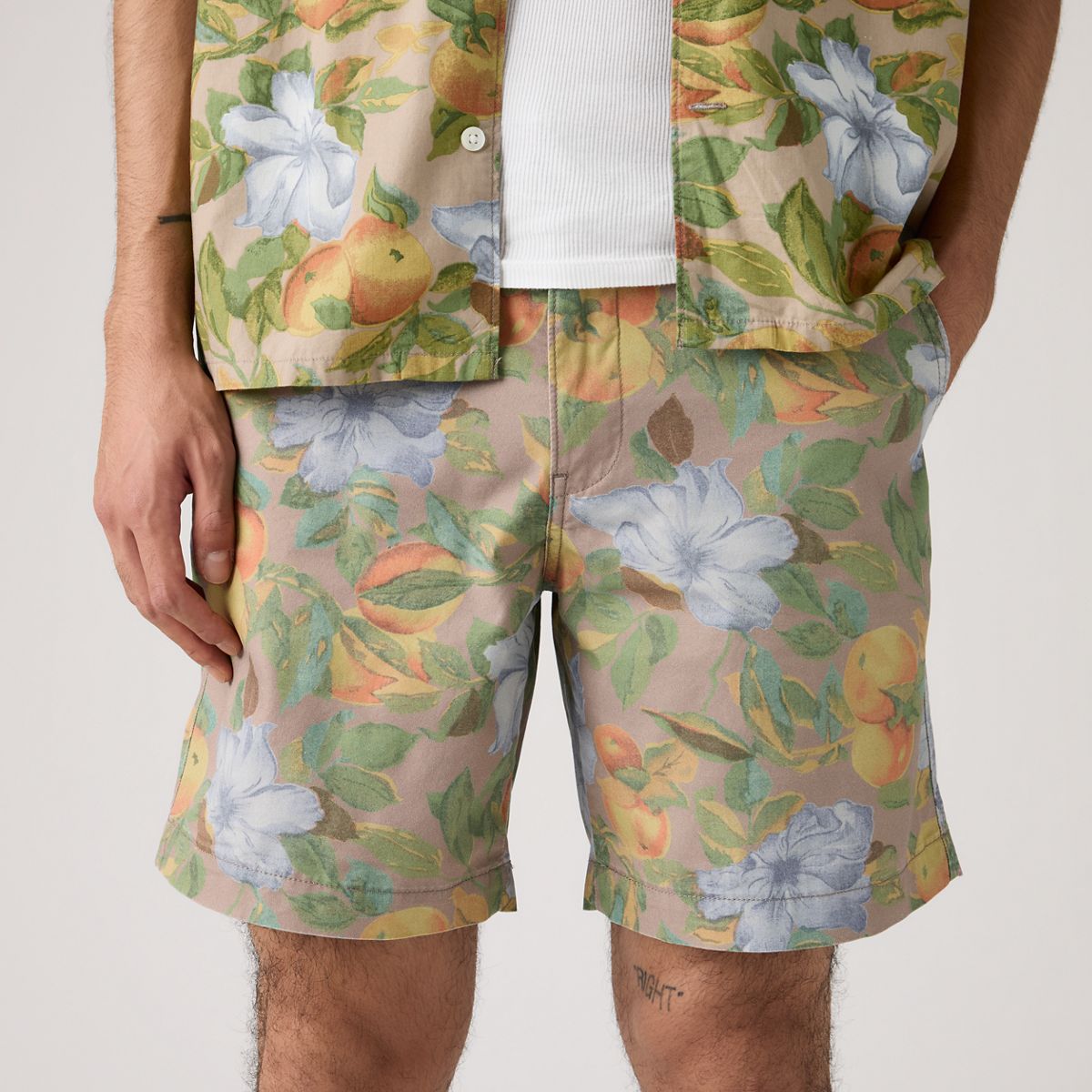XX Chino Authentic Relaxed Seersucker 8" Men's Shorts — Alicante Floral Multi Fruit - Multi-Color