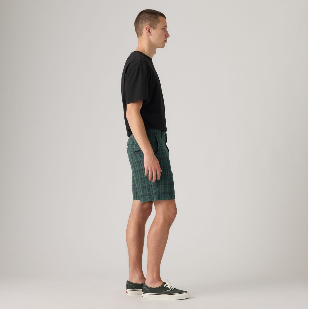 XX Chino Authentic Relaxed Seersucker 8" Men's Shorts — Wyatt Plaid Vintage Teal - Multi-Color