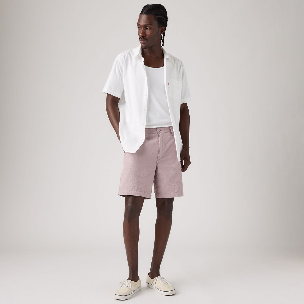 XX Chino Authentic Relaxed Seersucker 8" Men's Shorts — Quail - Purple
