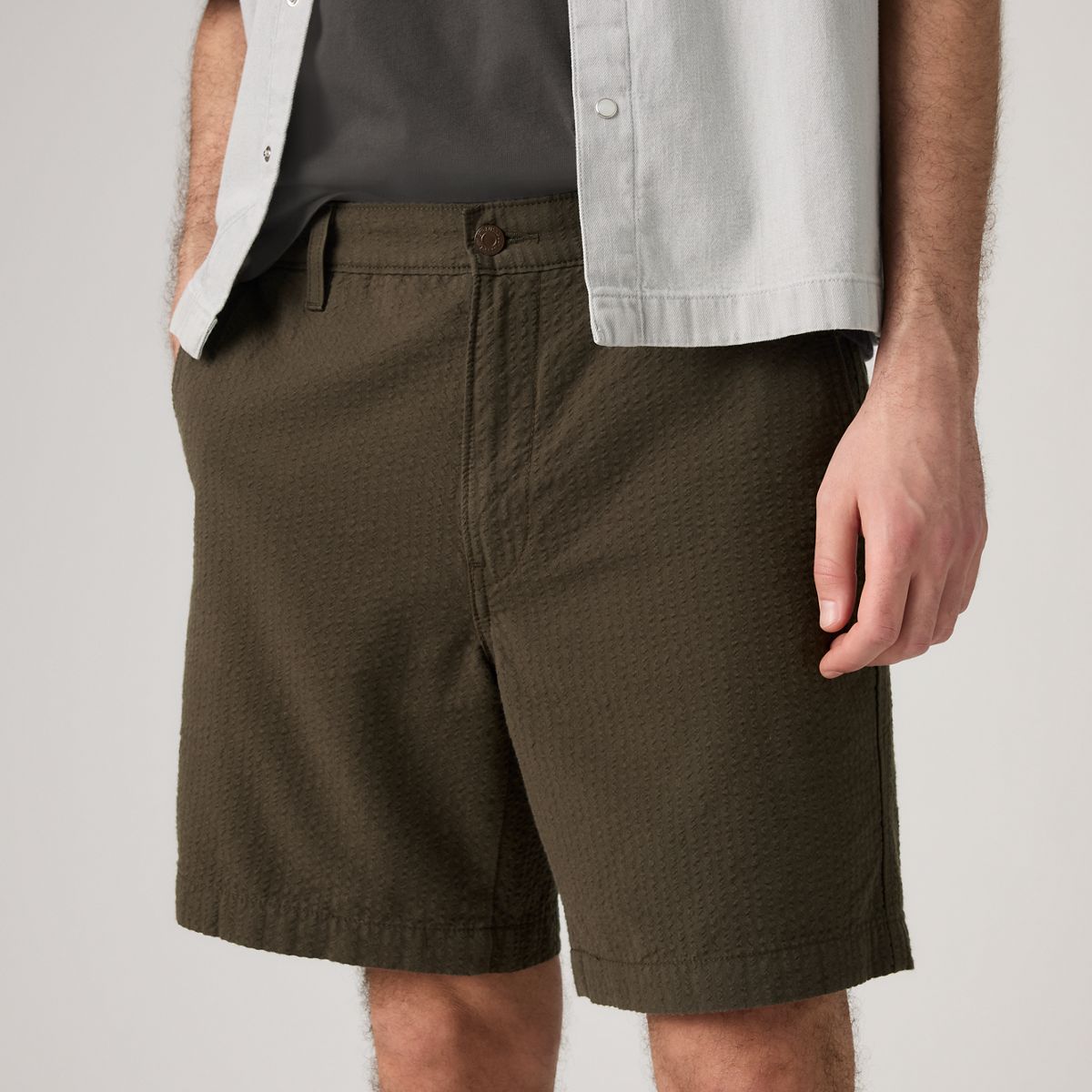 XX Chino Authentic Relaxed Seersucker 8" Men's Shorts — Coffee - Brown