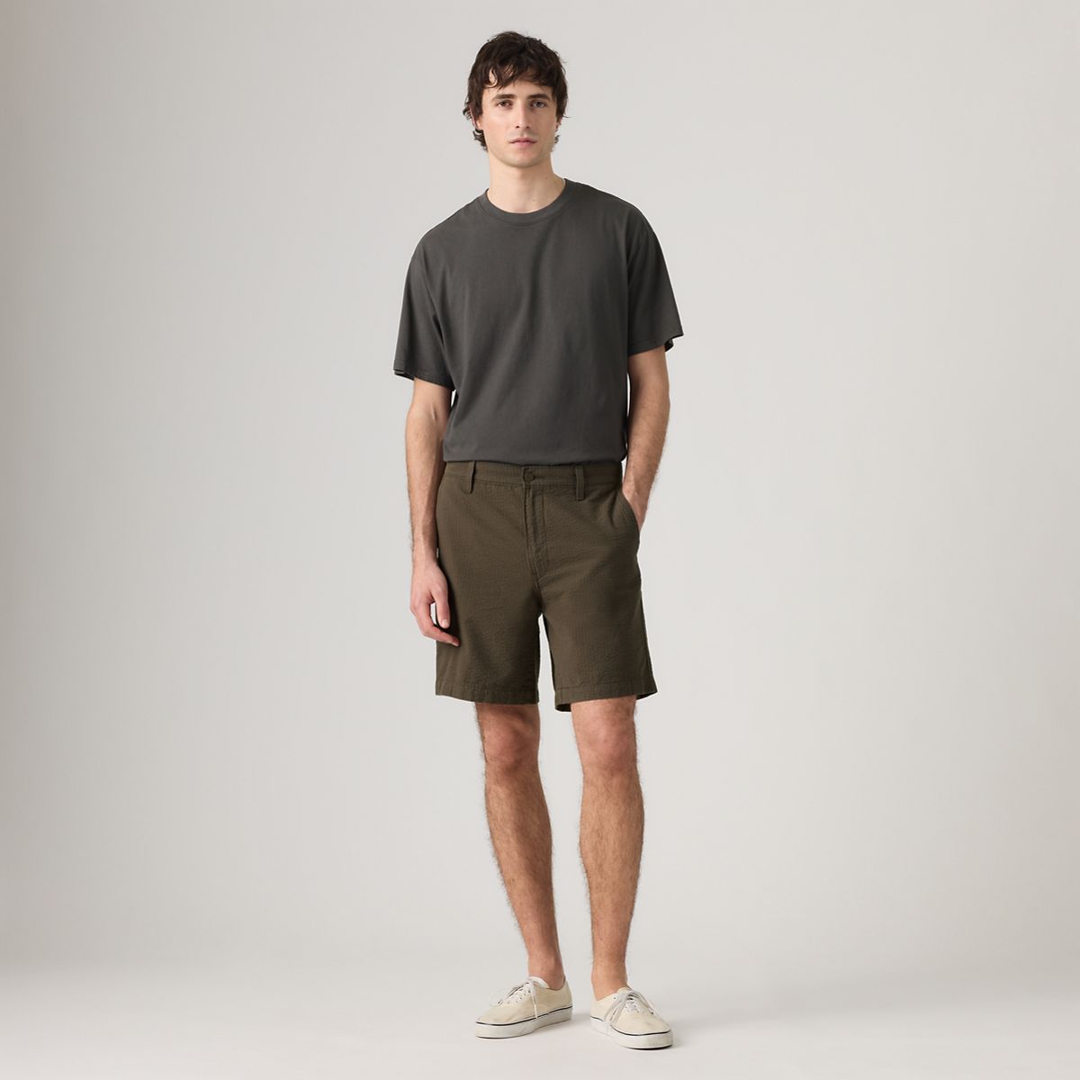 XX Chino Authentic Relaxed Seersucker 8" Men's Shorts — Coffee - Brown