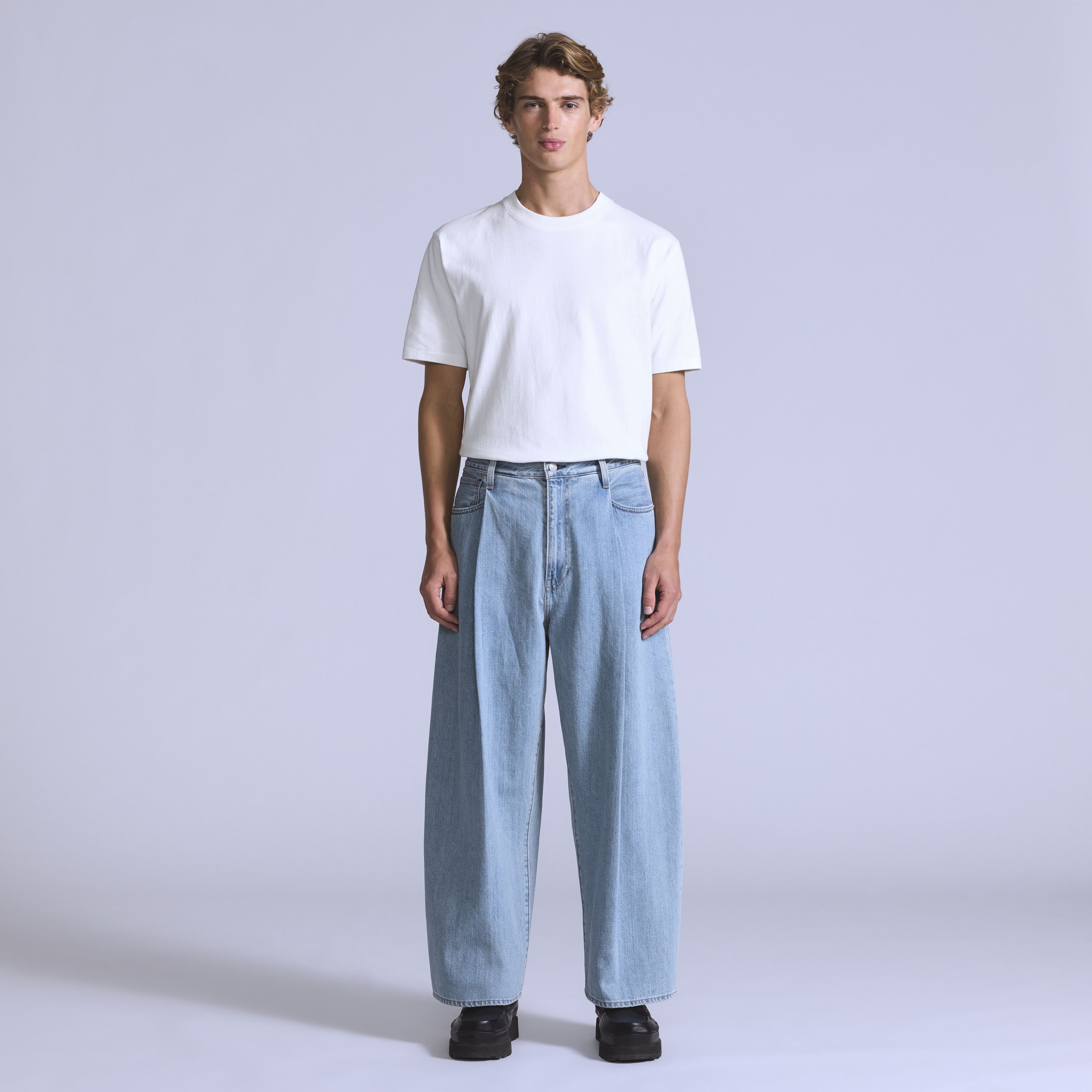 Wide Pleated Crop Men's Jeans 6