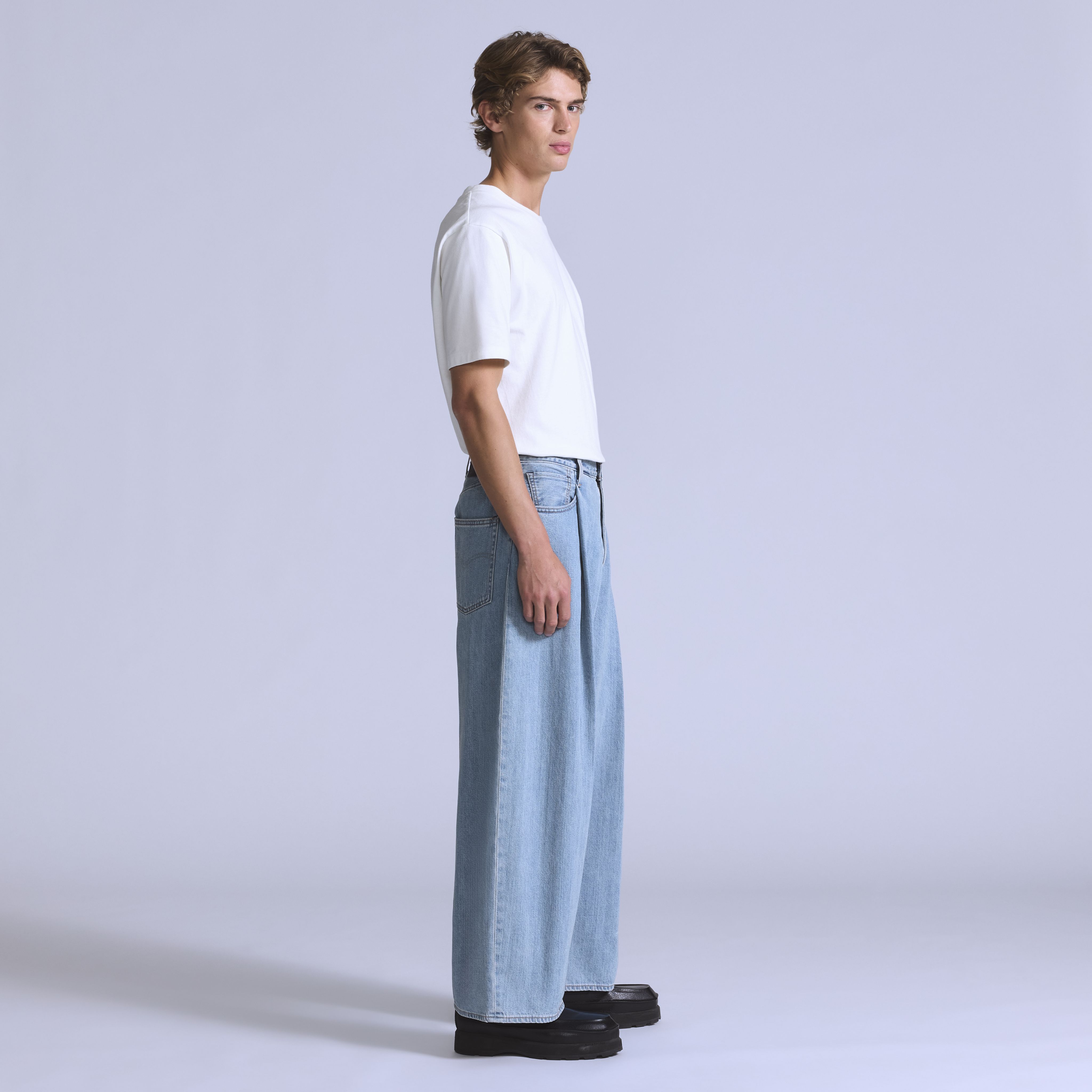 Wide Pleated Crop Men's Jeans 5