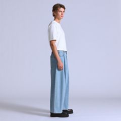 Wide Pleated Crop Men's Jeans — Moj Al Paso - Light Wash 5