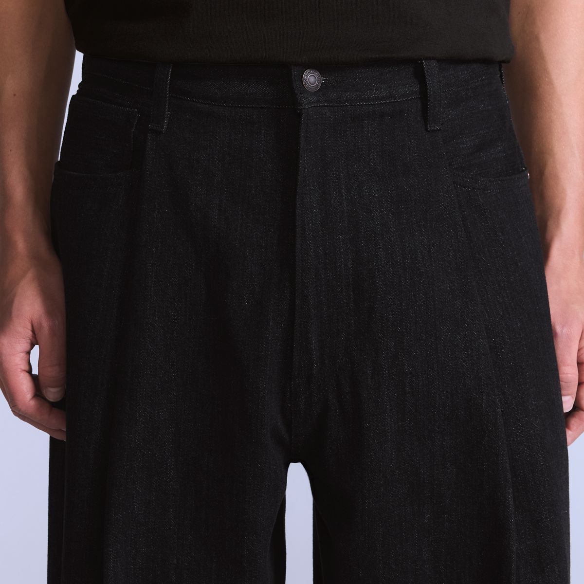 Wide Pleated Crop Men's Jeans — MOJ Darkstar - Black