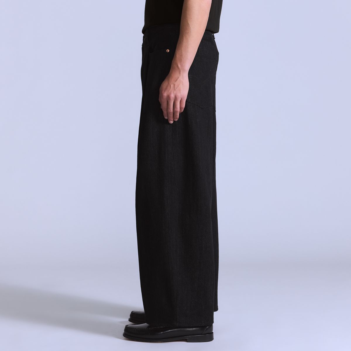 Wide Pleated Crop Men's Jeans — MOJ Darkstar - Black