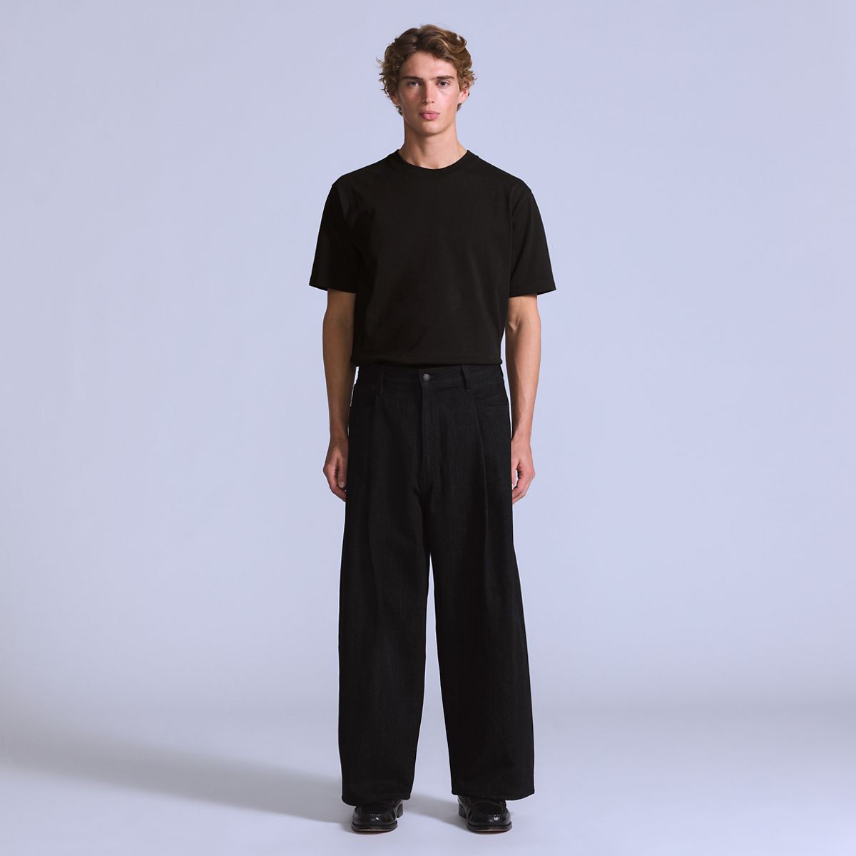 Wide Pleated Crop Men's Jeans — MOJ Darkstar - Black