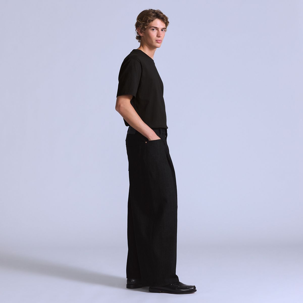 Wide Pleated Crop Men's Jeans — MOJ Darkstar - Black