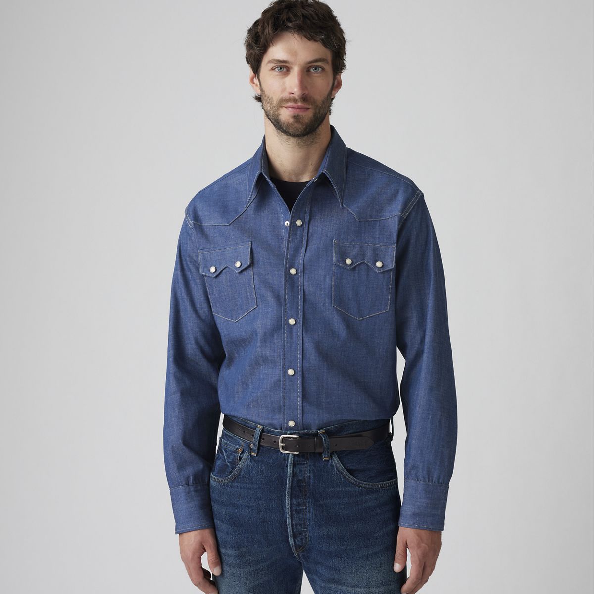 Shorthorn Sawtooth Western Shirt — Shorthorn Rigid - Dark Wash