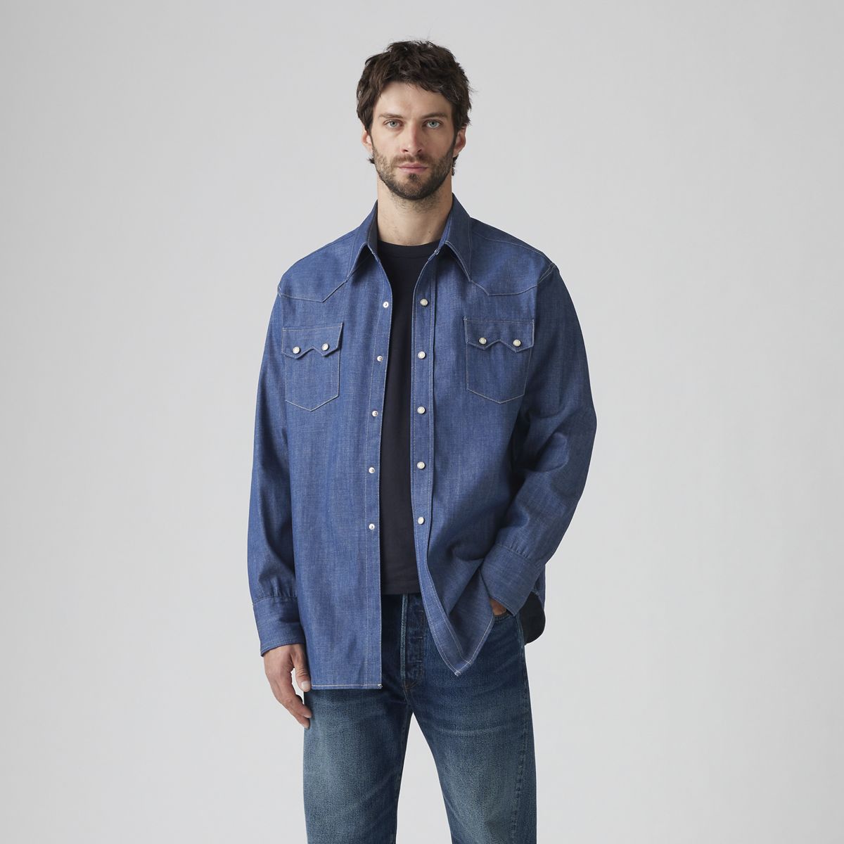 Shorthorn Sawtooth Western Shirt — Shorthorn Rigid - Dark Wash