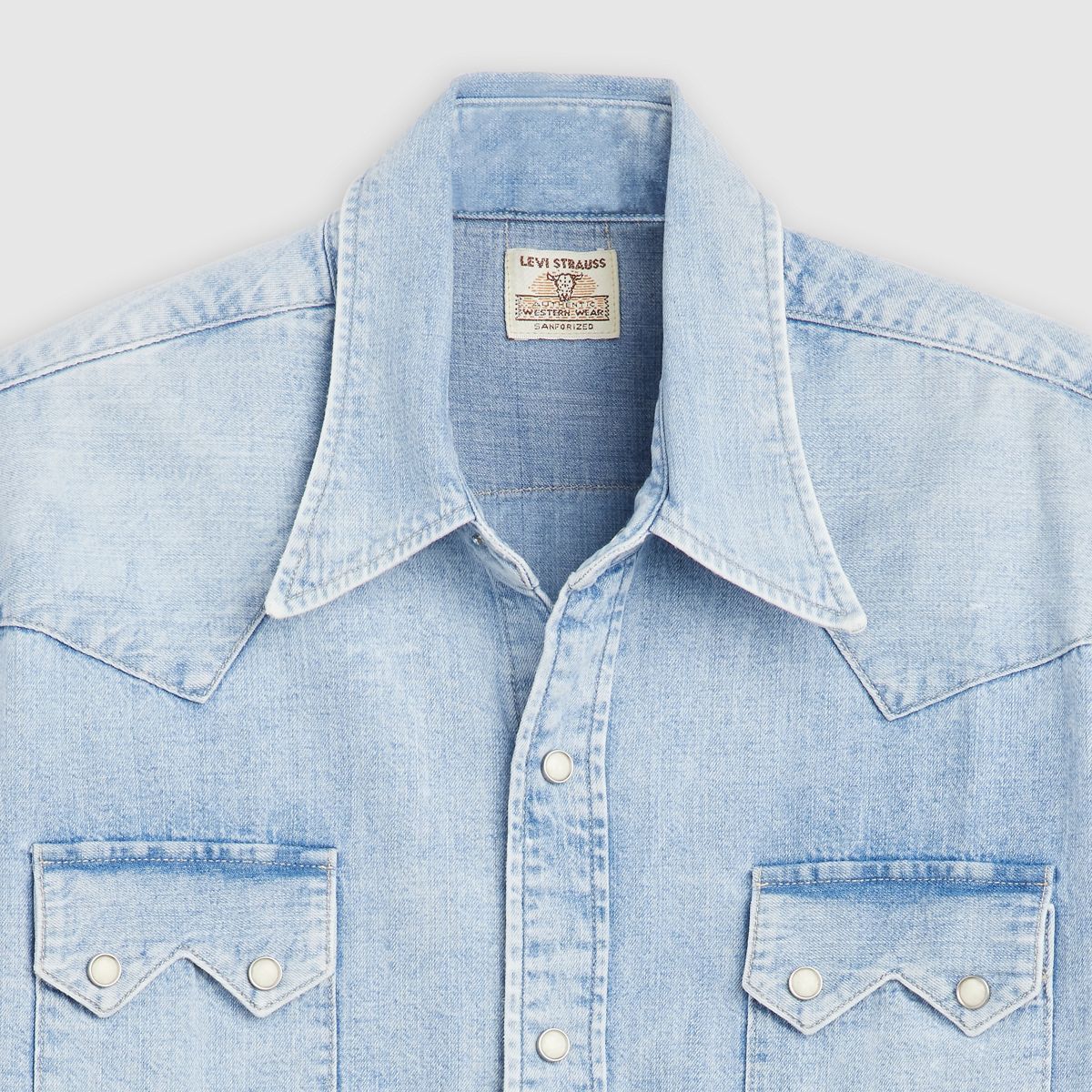Shorthorn Sawtooth Western Shirt — Standly - Medium Wash