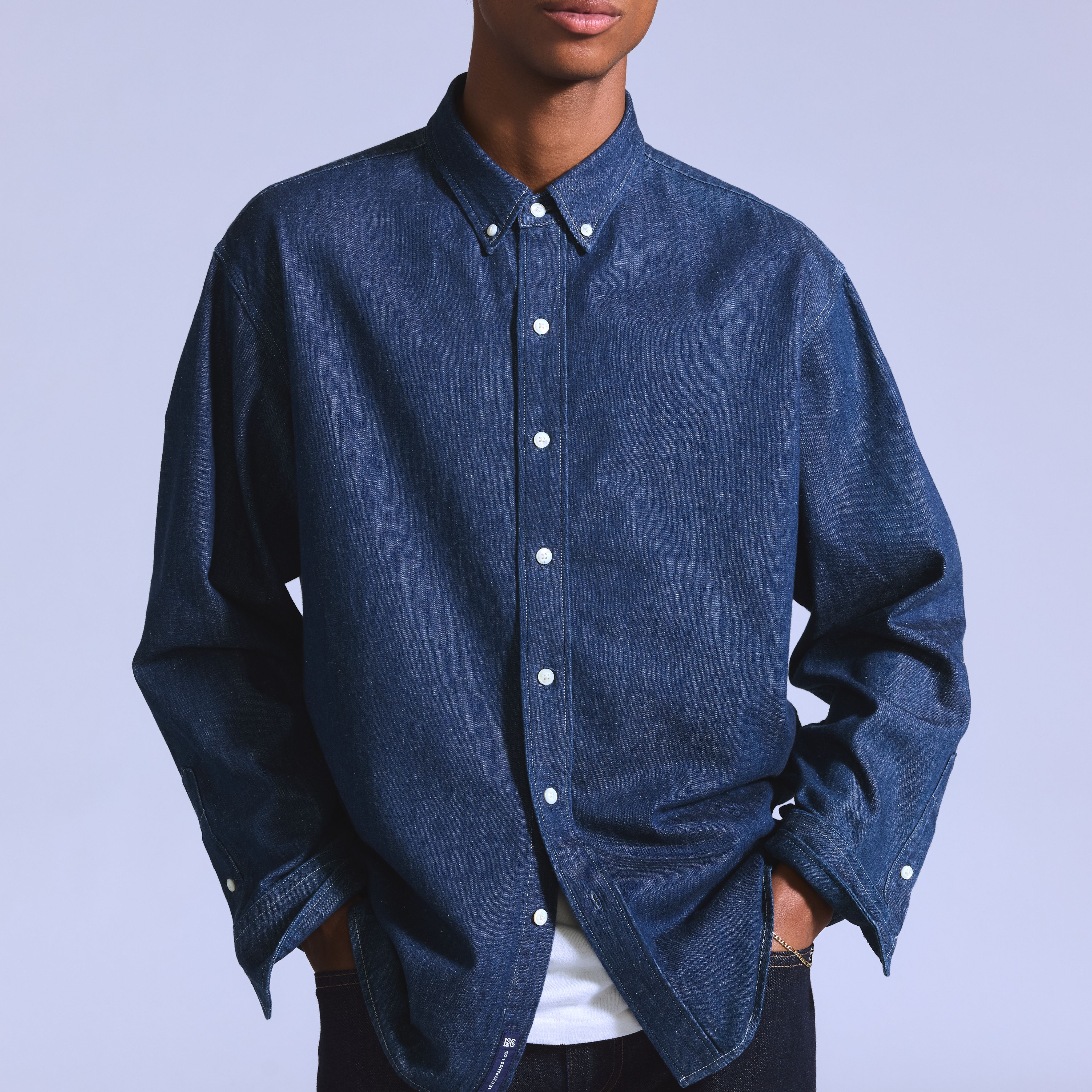 Relaxed Denim Button-Down Shirt 2