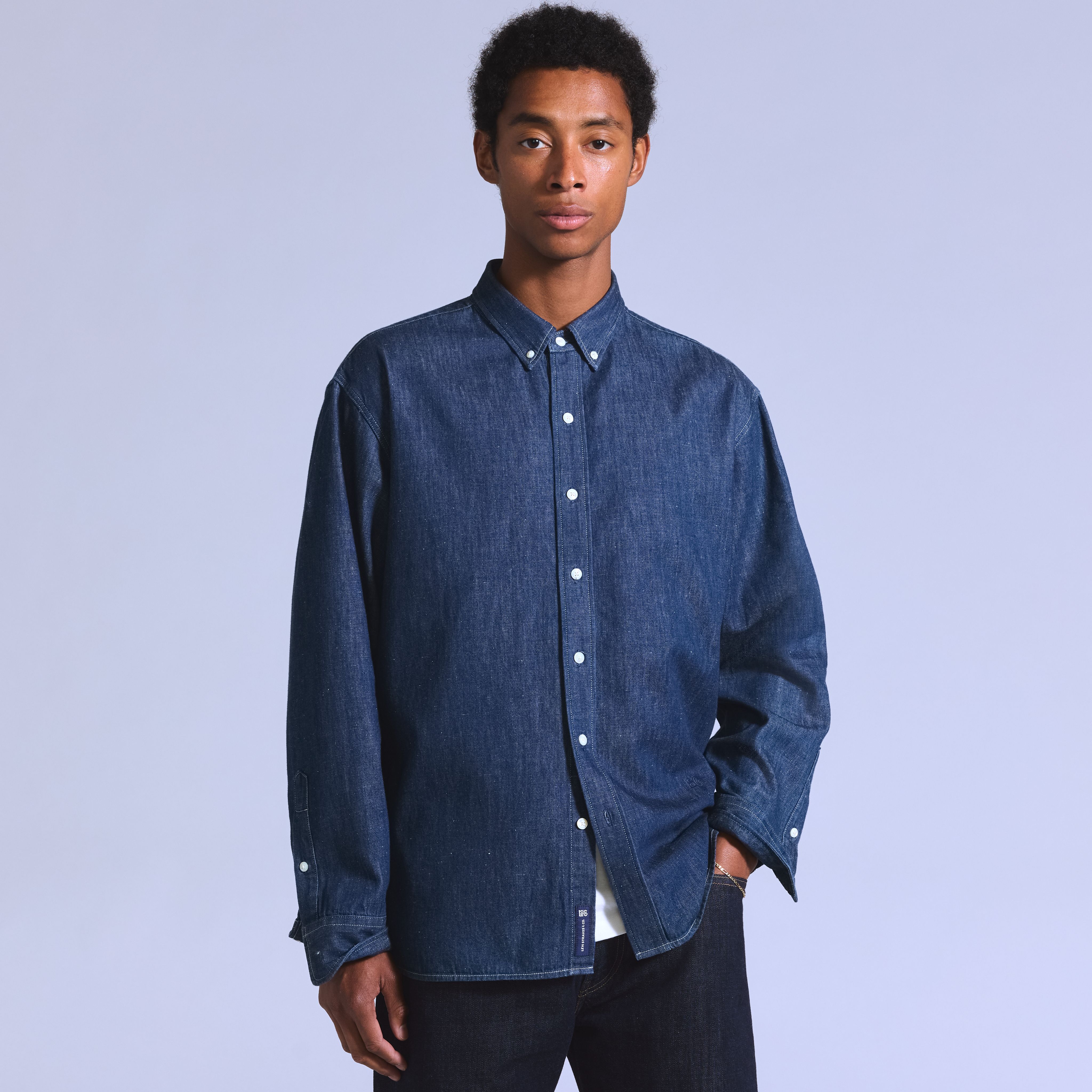 Relaxed Denim Button-Down Shirt 1