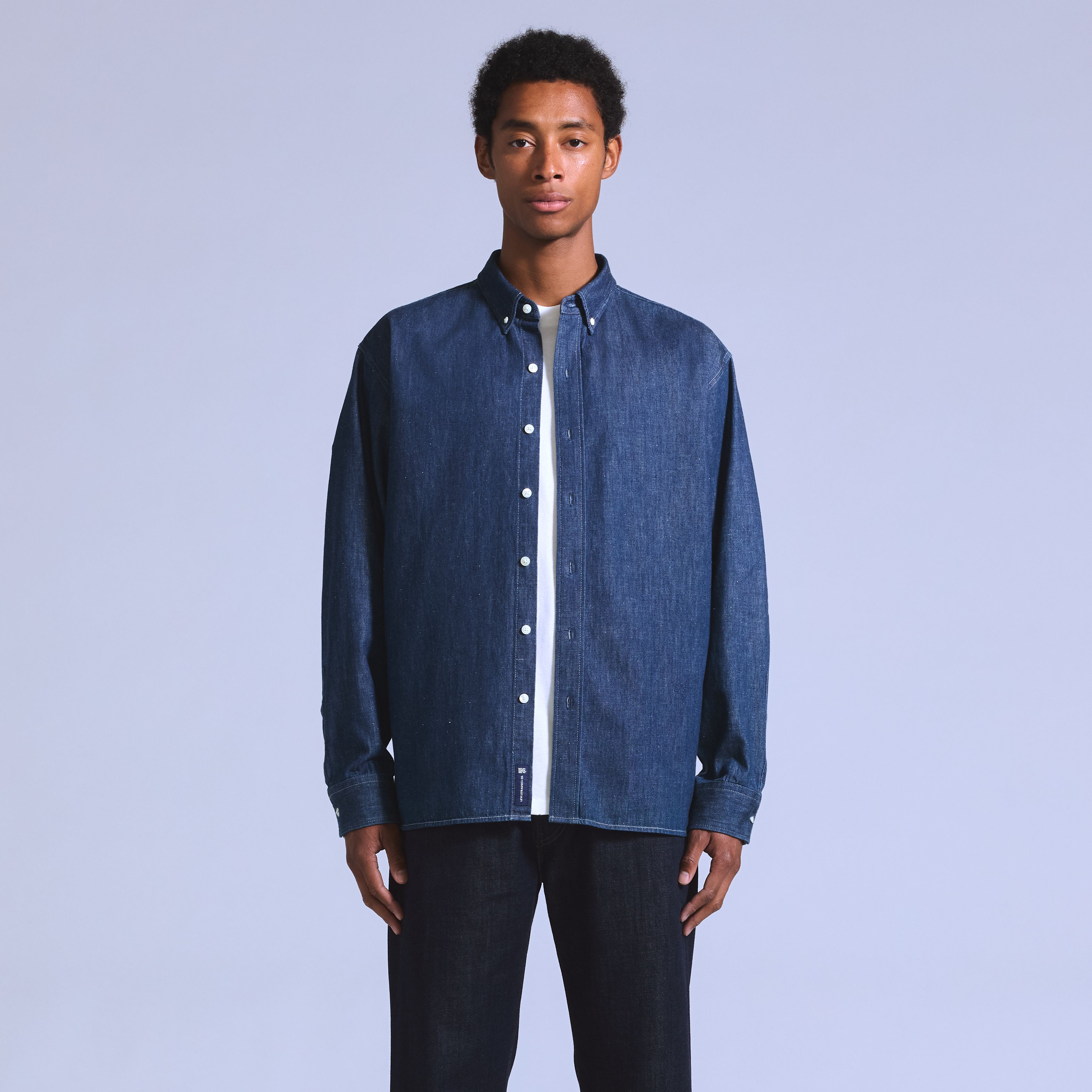 Relaxed Denim Button-Down Shirt 3