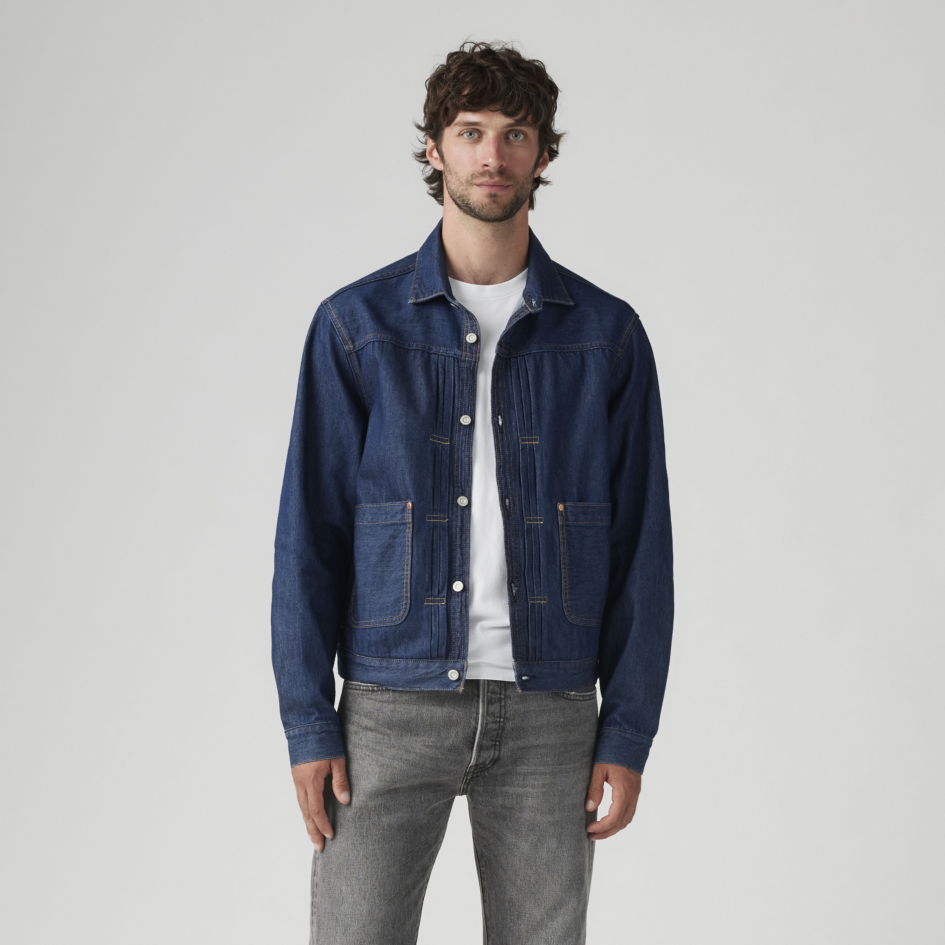 Lightweight Pleated Blouse Trucker Jacket 4