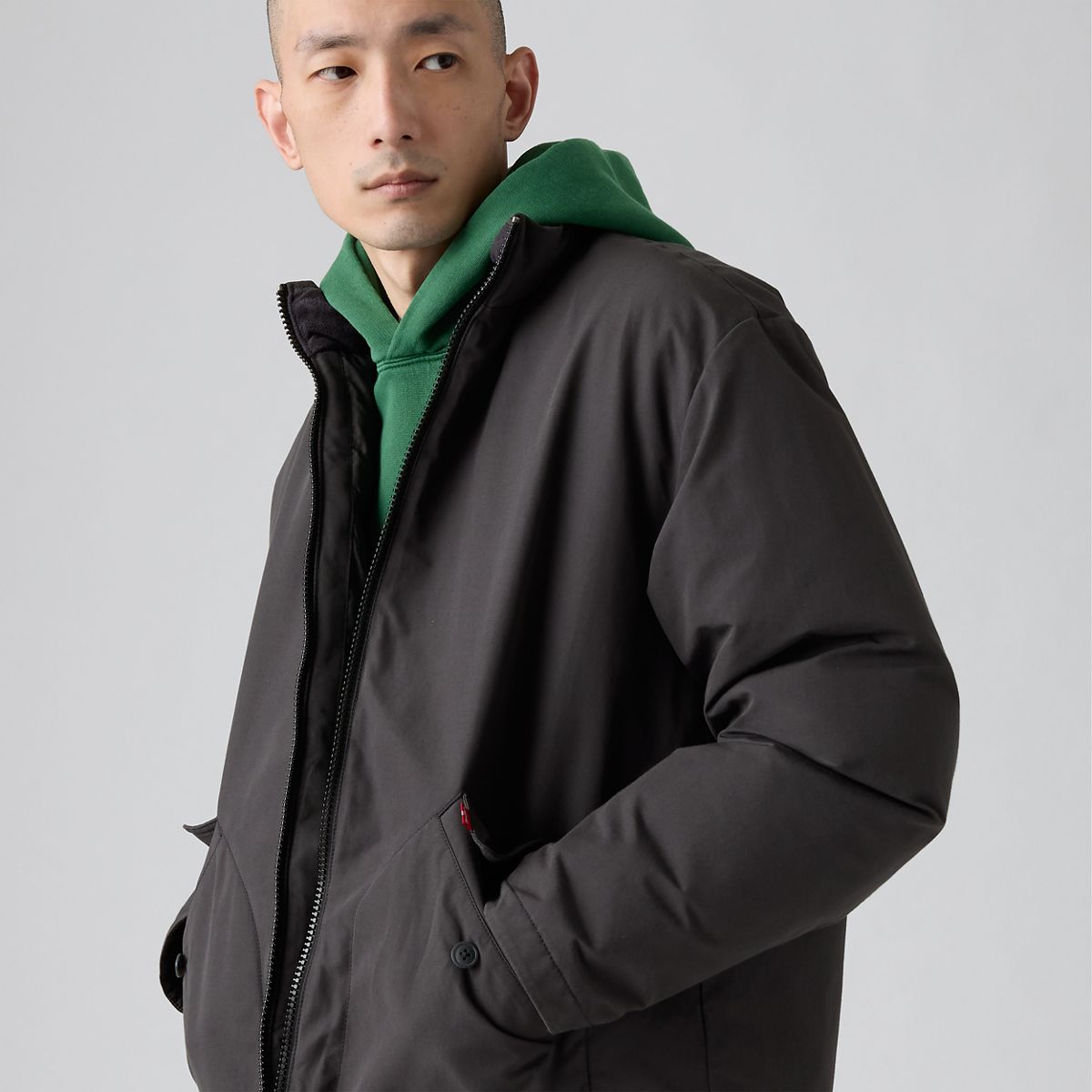 Briggs Short Puffer Jacket — Dark Phantom - Black