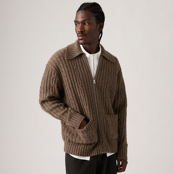 Telegraph Zip Cardigan — Walnut - Brown
