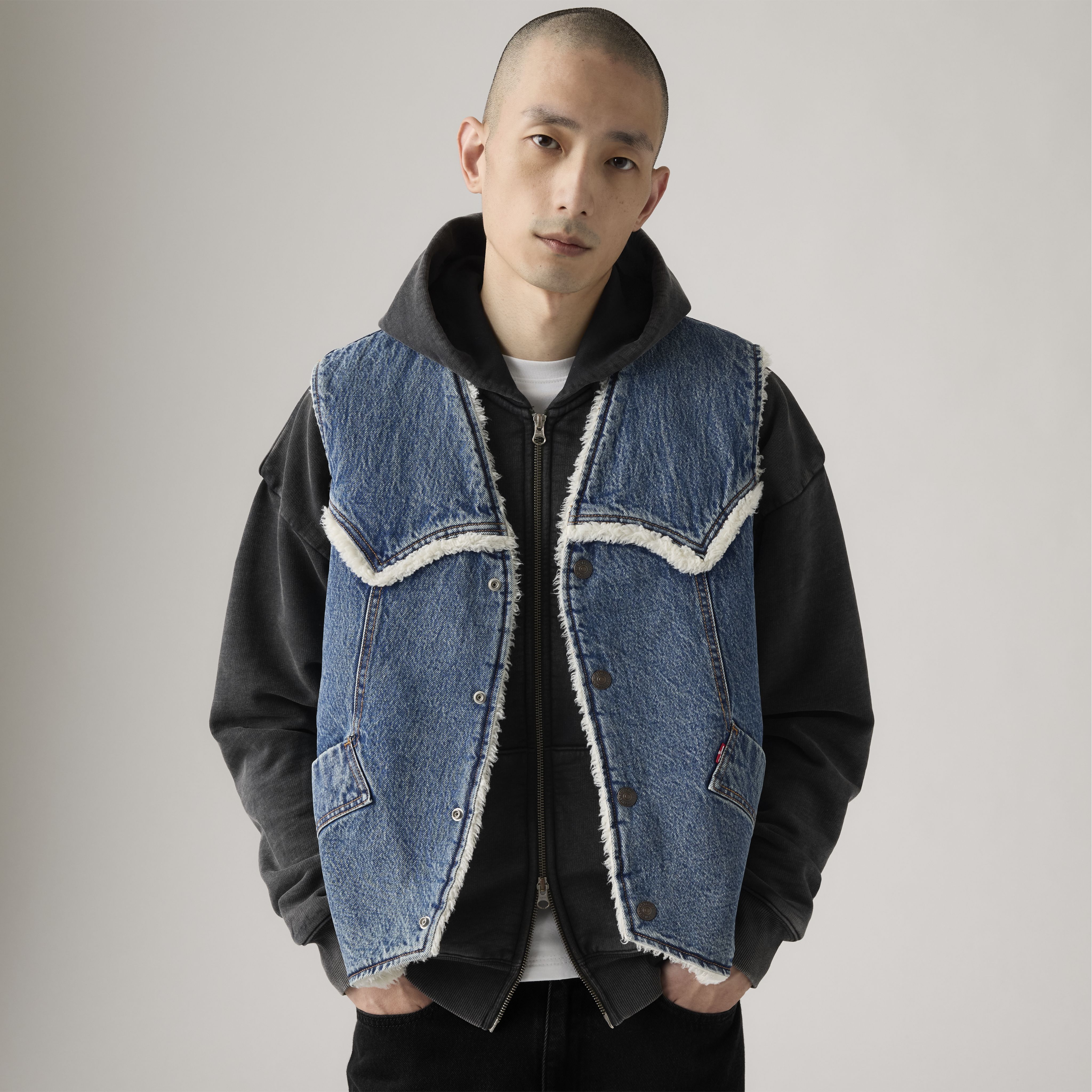 Western Denim Sherpa Vest 1