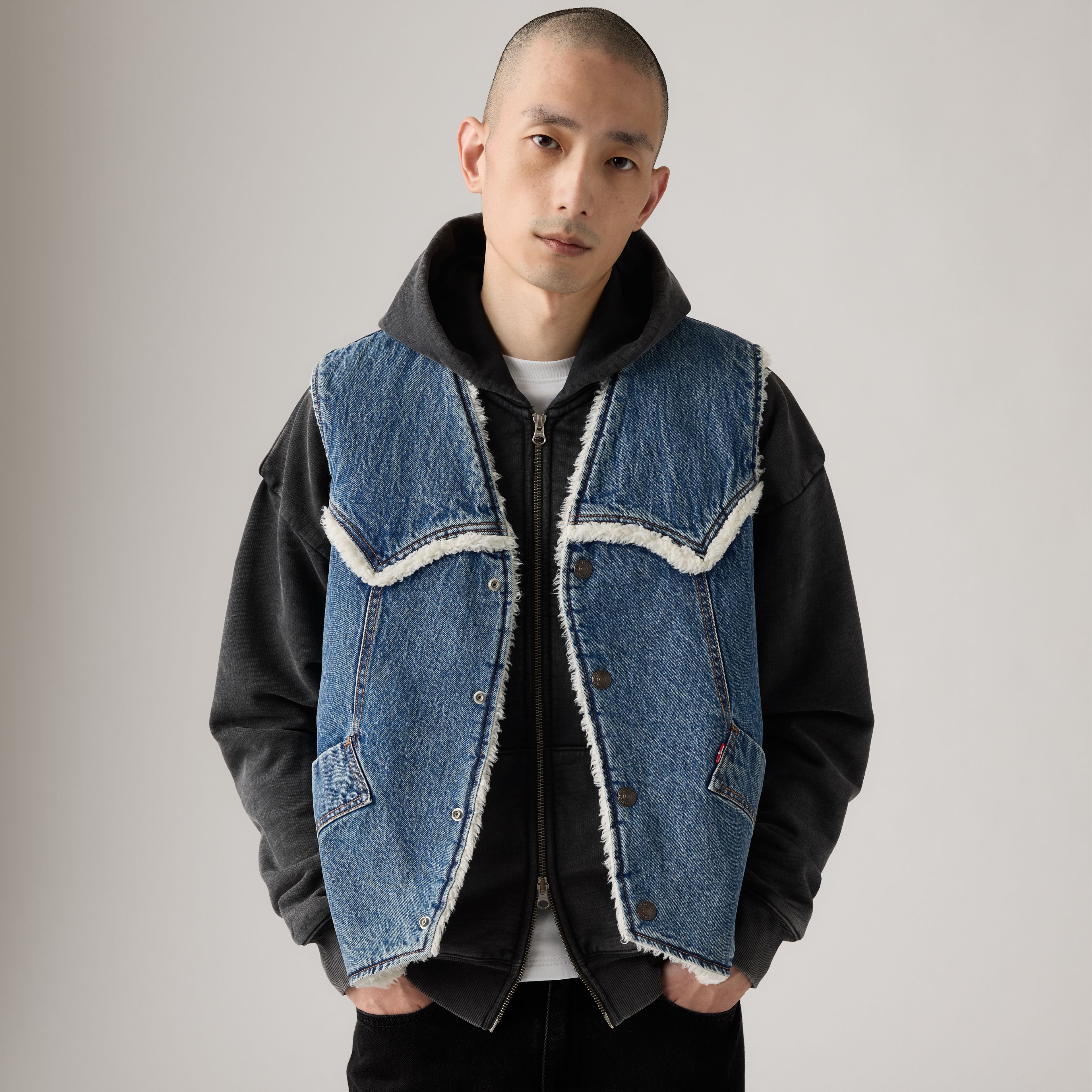 Western Denim Sherpa Vest