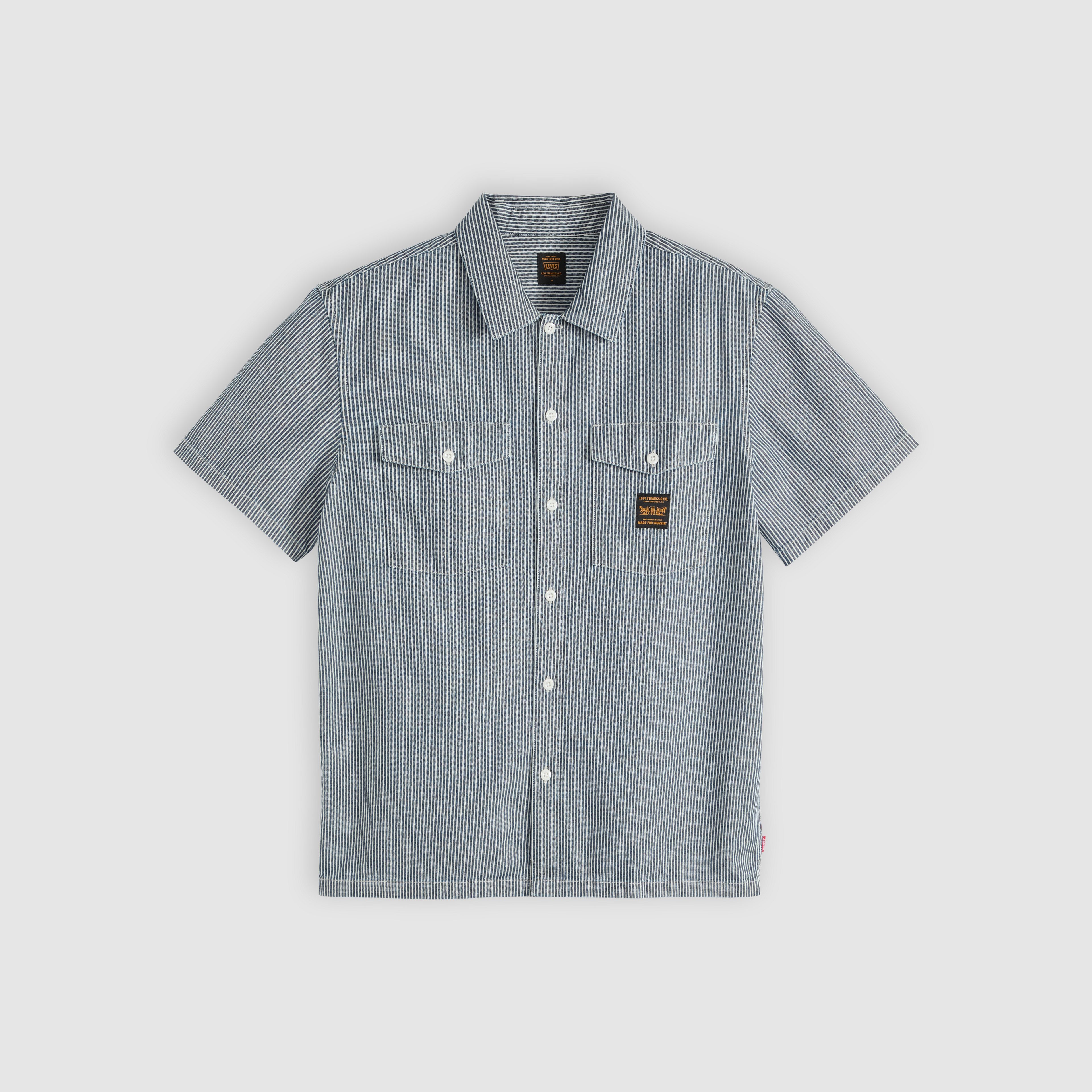 Relaxed Short-Sleeve Denim Worker Shirt