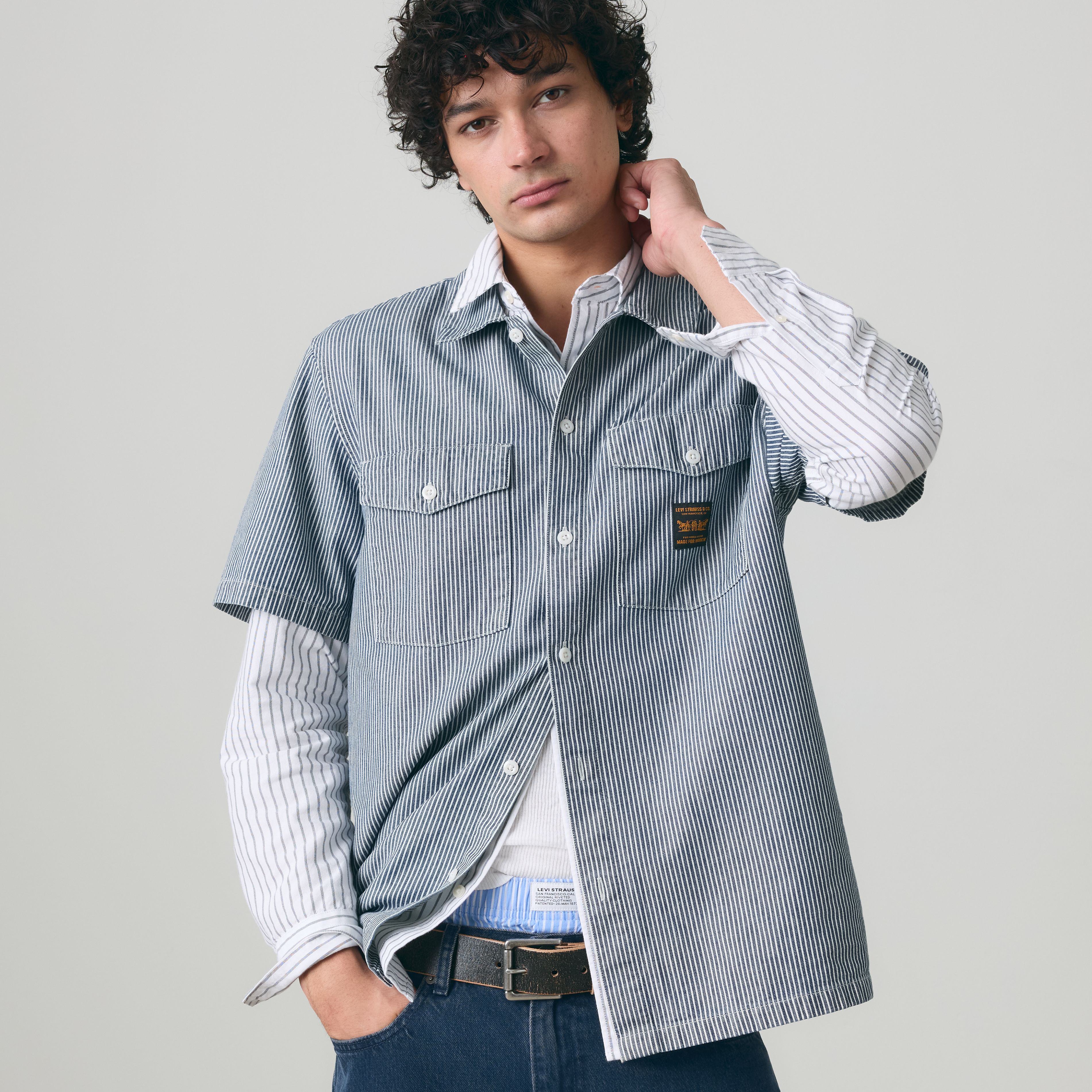 Relaxed Short-Sleeve Denim Worker Shirt 1