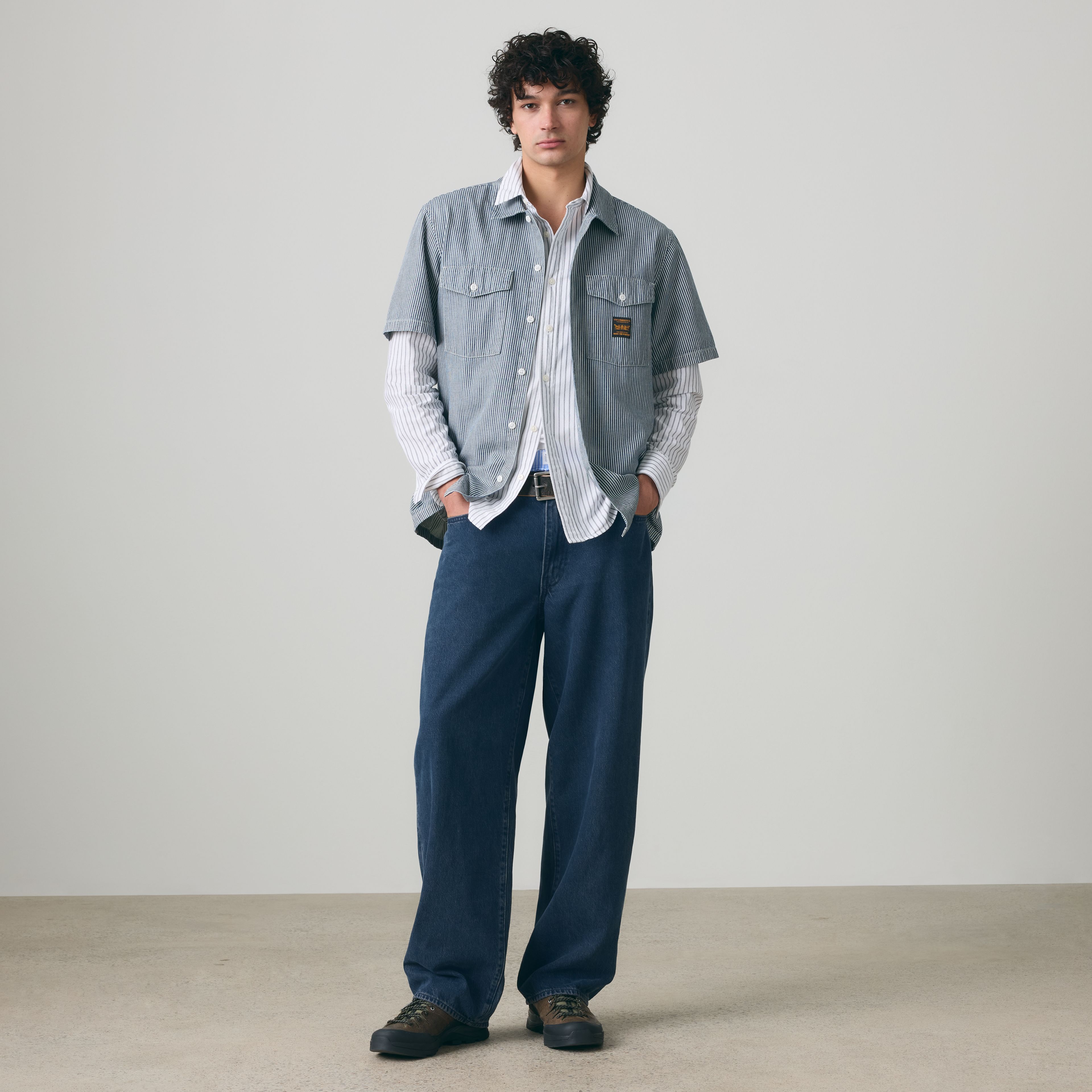 Relaxed Short-Sleeve Denim Worker Shirt