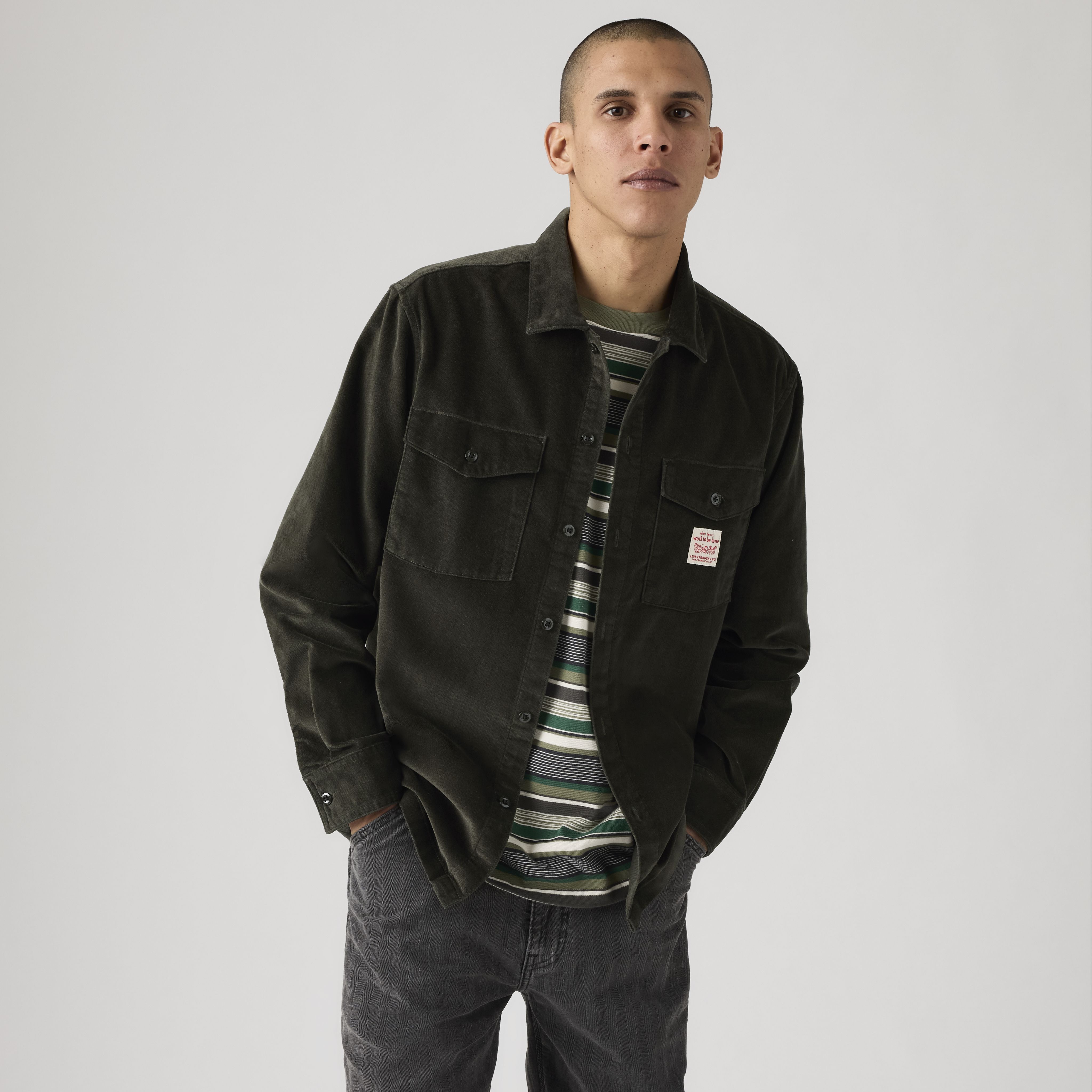 Long-Sleeve Corduroy Worker Shirt 1