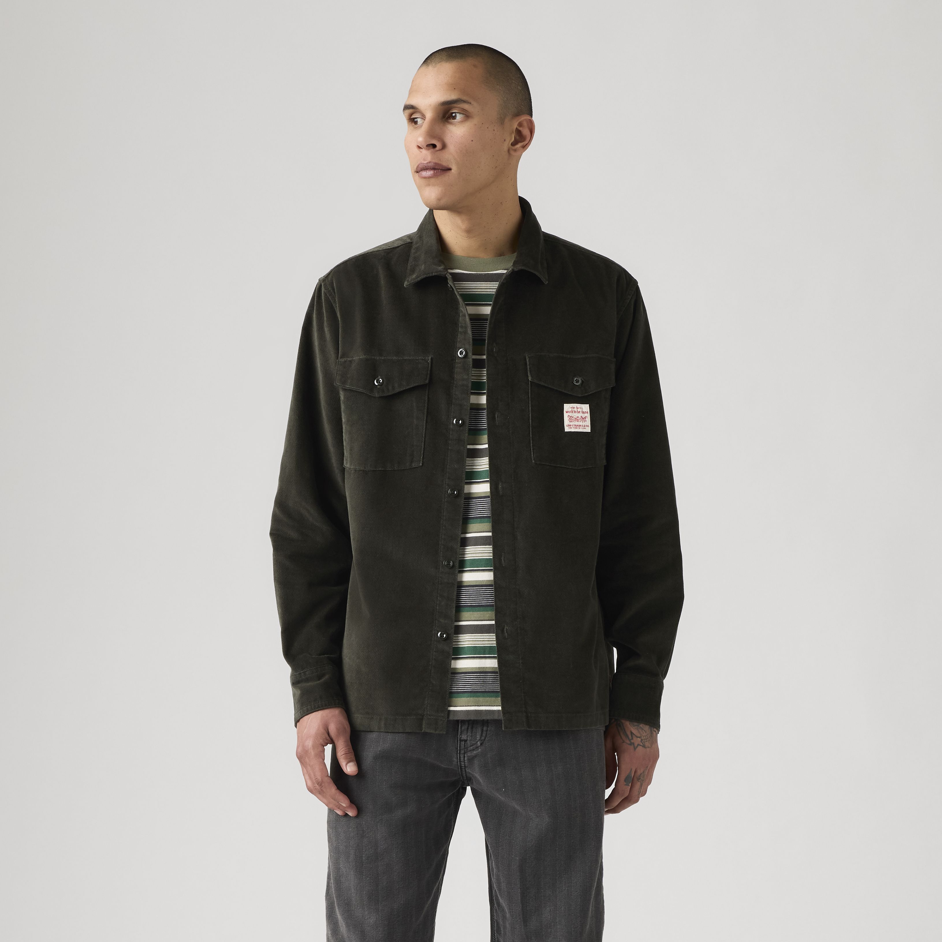 Long-Sleeve Corduroy Worker Shirt 5