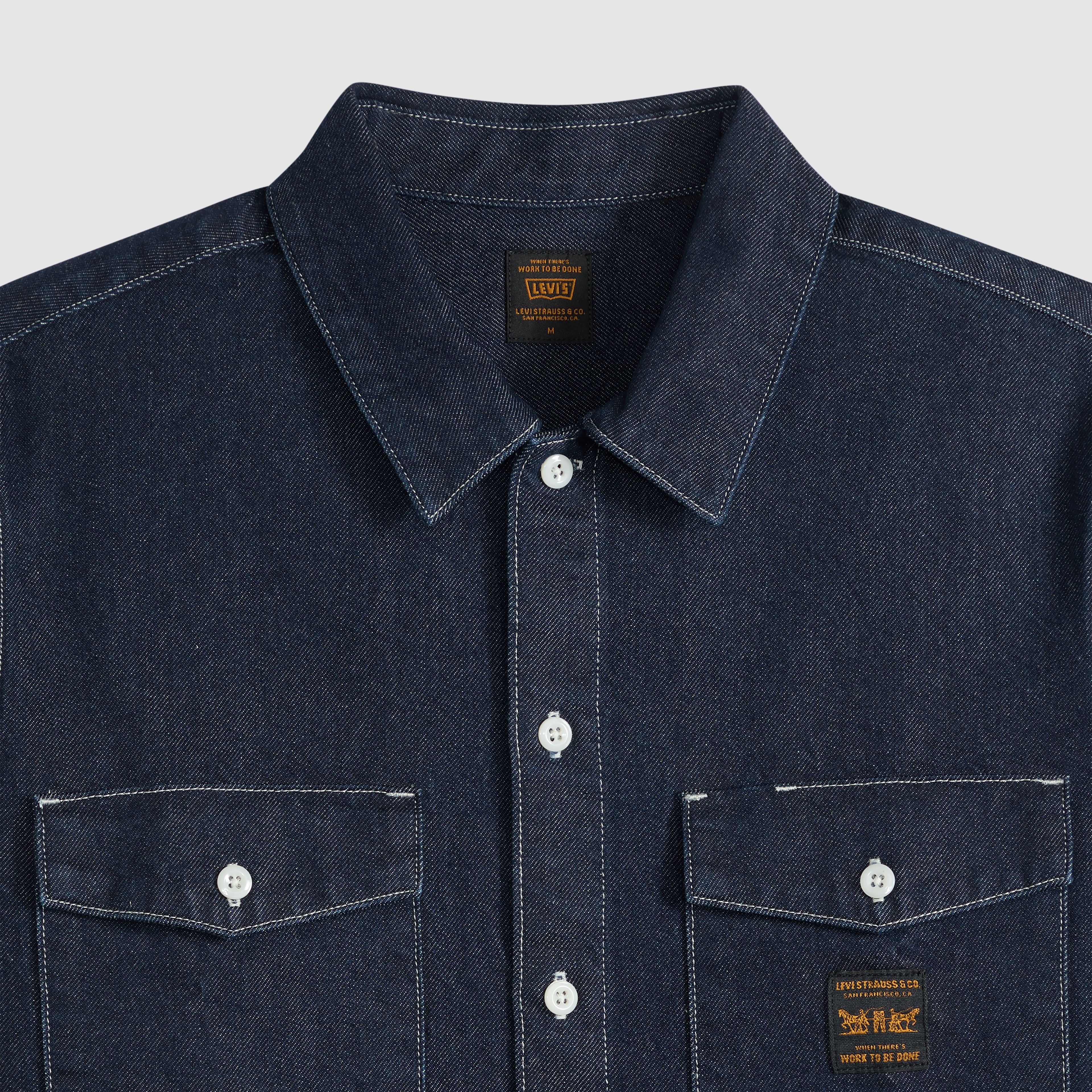 Relaxed Long-Sleeve Denim Worker Shirt
