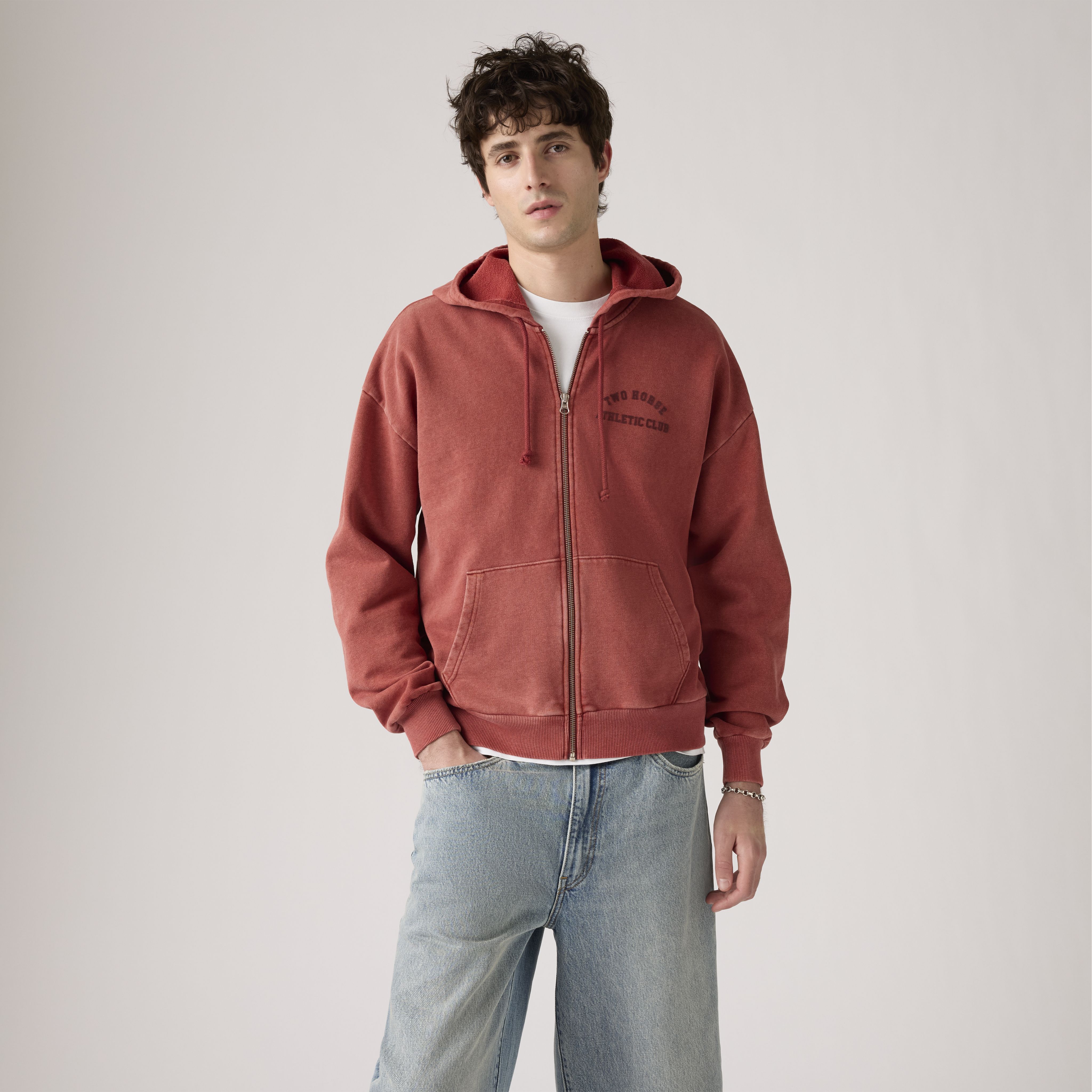 Two Horse Cropped Zip-up Hoodie - Red | Levi's® XK