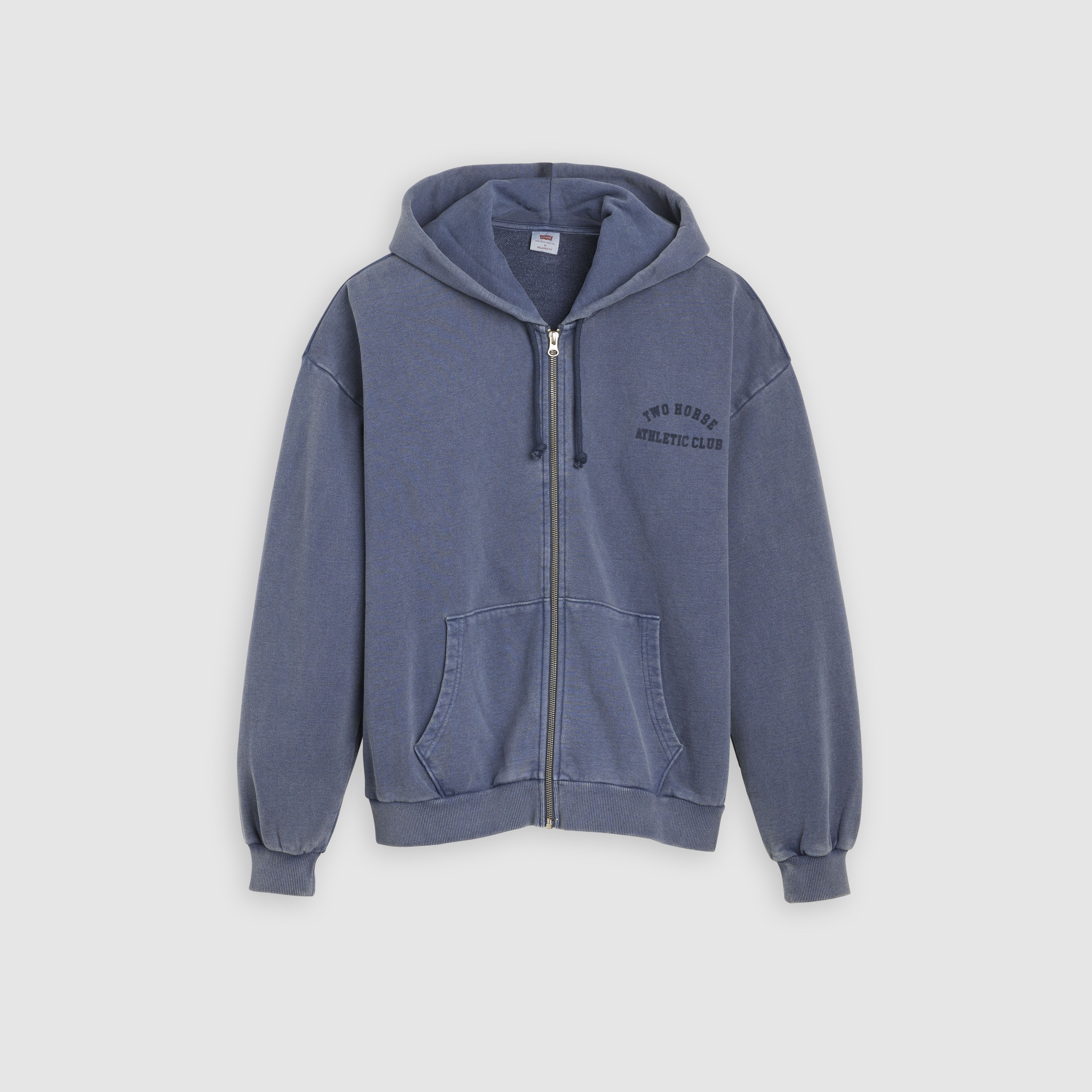 Two Horse Boxy Zip Up Hoodie Sweatshirt 5