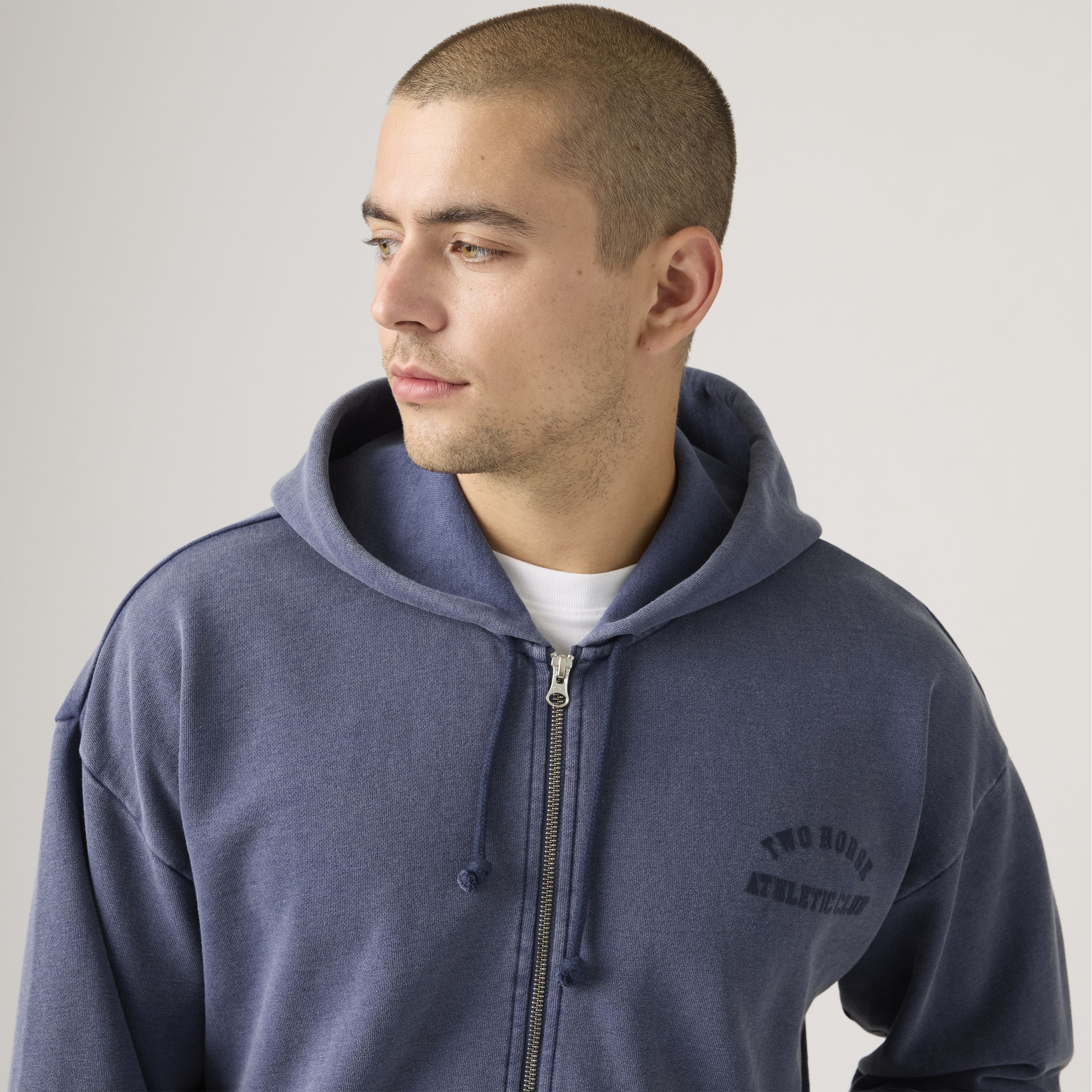 Two Horse Boxy Zip Up Hoodie Sweatshirt 2