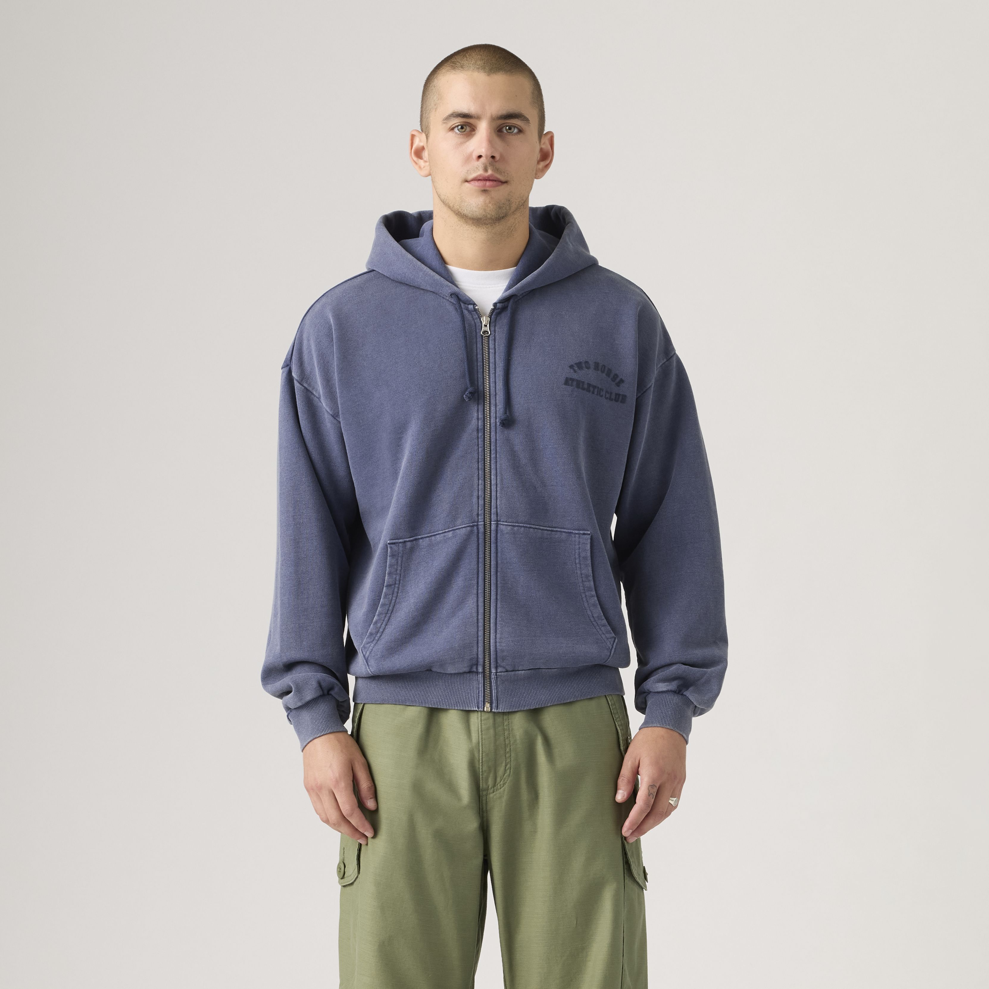 Two Horse Boxy Zip Up Hoodie Sweatshirt 12