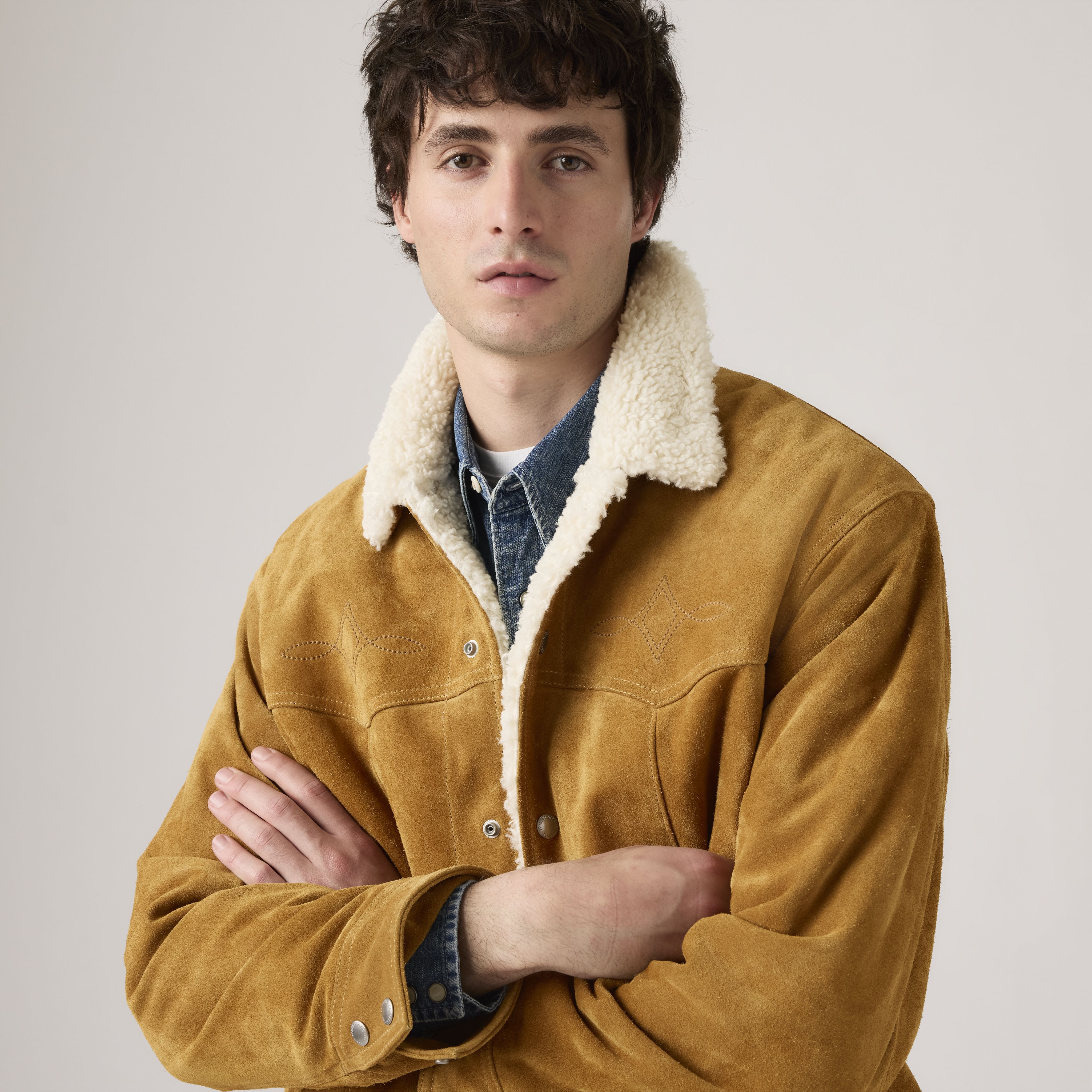Western Suede Sherpa Trucker Jacket 4