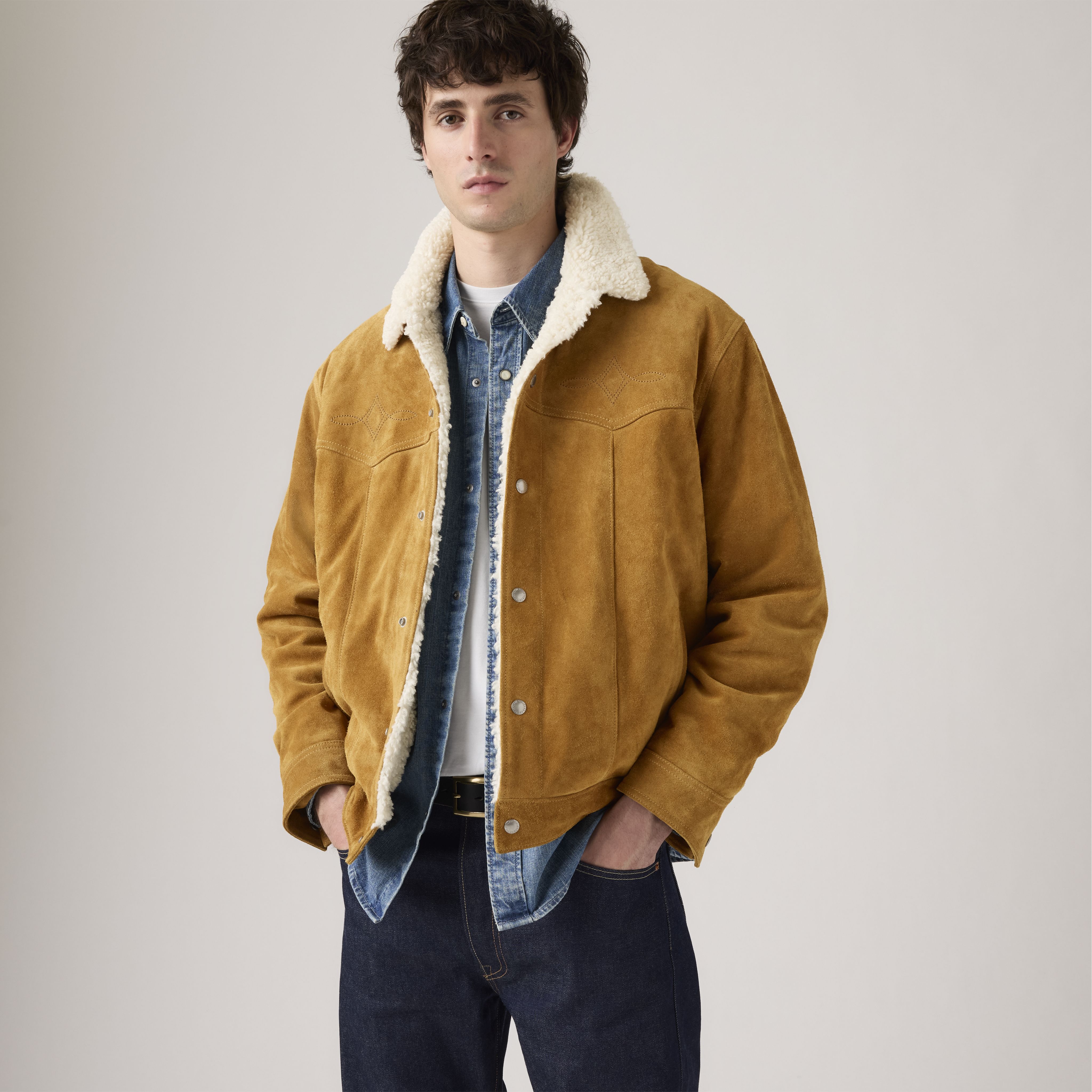 Western Suede Sherpa Trucker Jacket 1