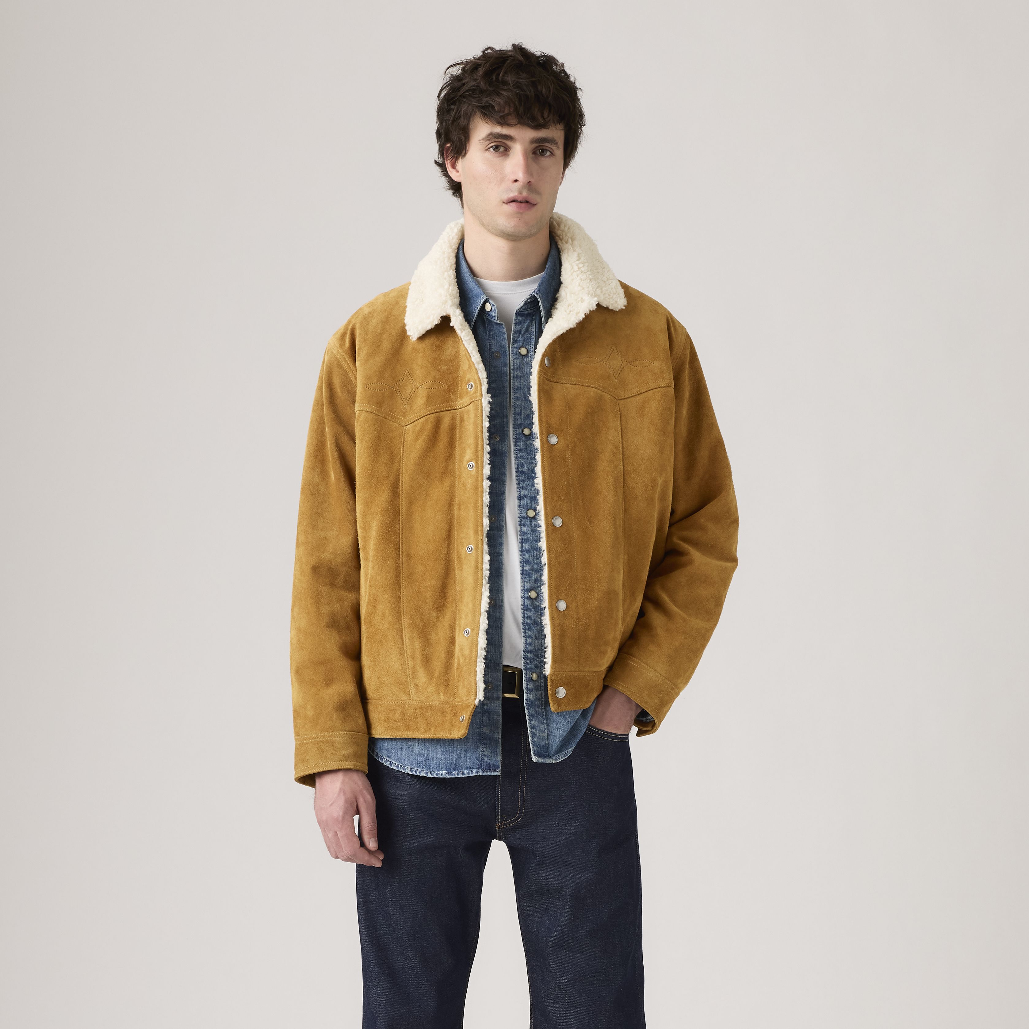 Western Suede Sherpa Trucker Jacket 4