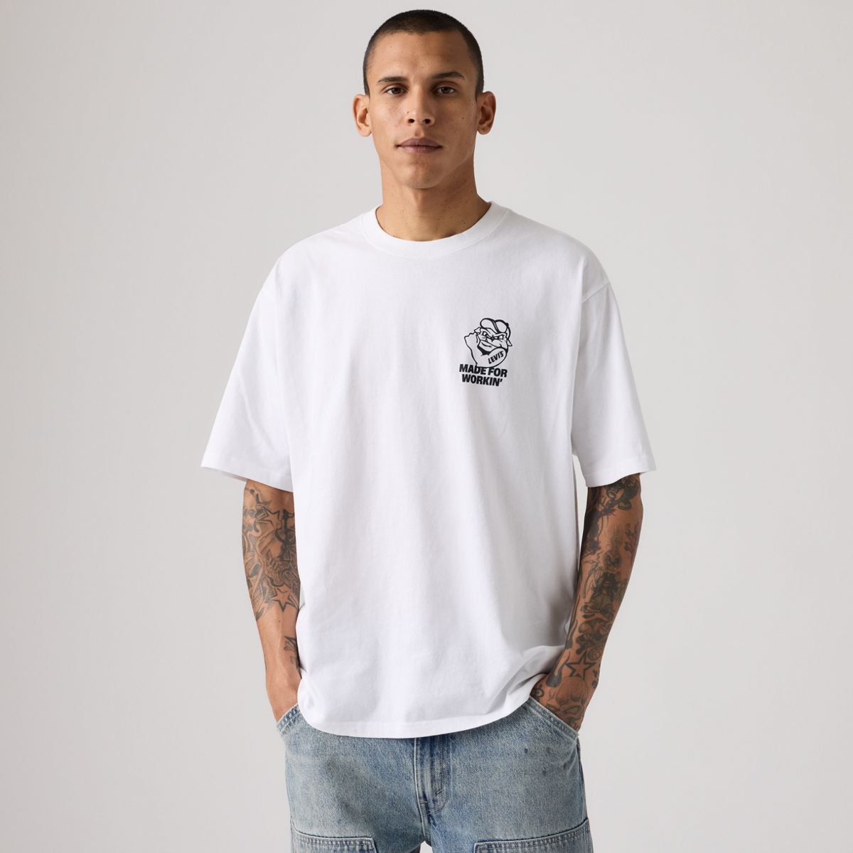 Workwear Graphic T-Shirt — Made For Workin Bright White - White