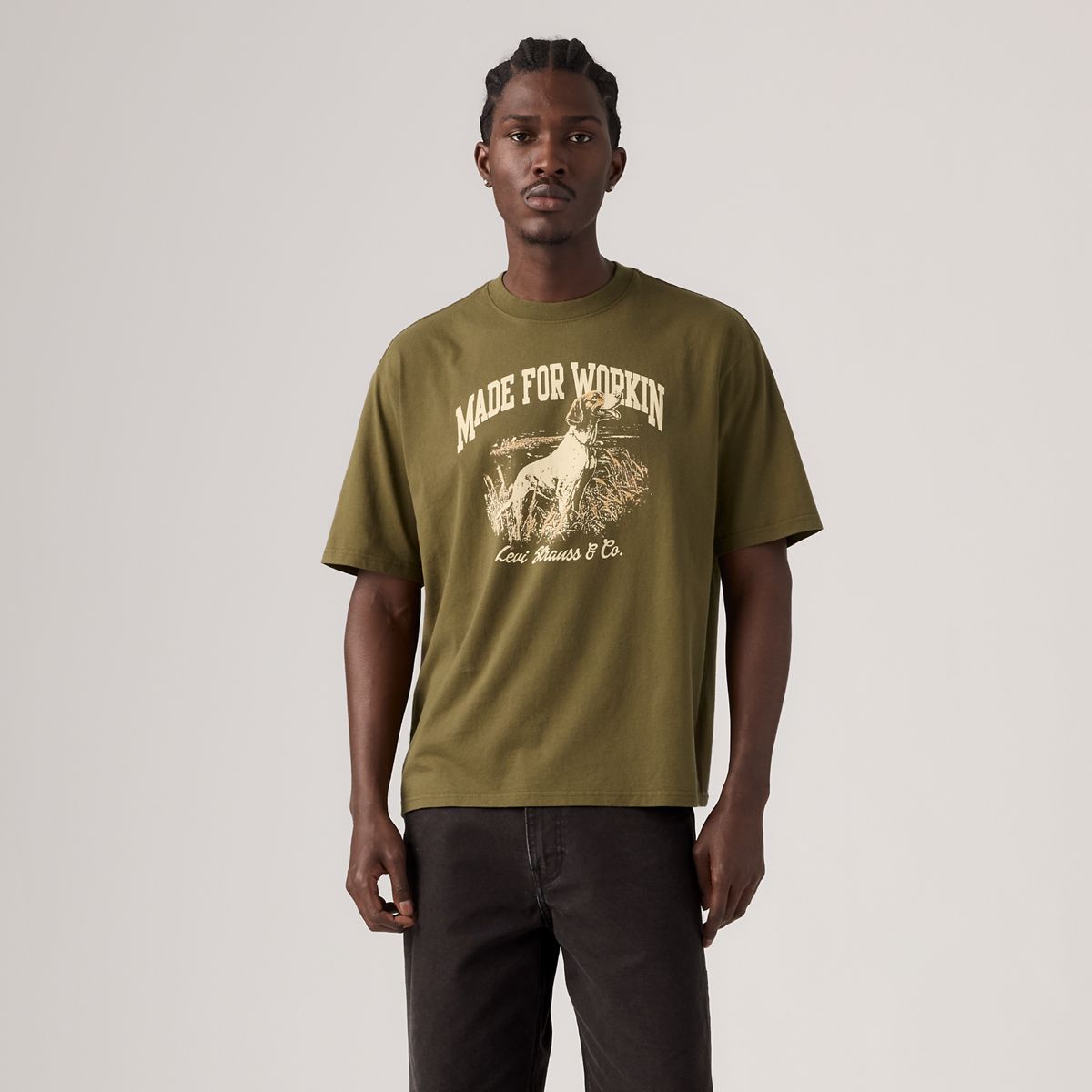 Workwear Graphic T-Shirt — Made For Workin Dark Olive - Green
