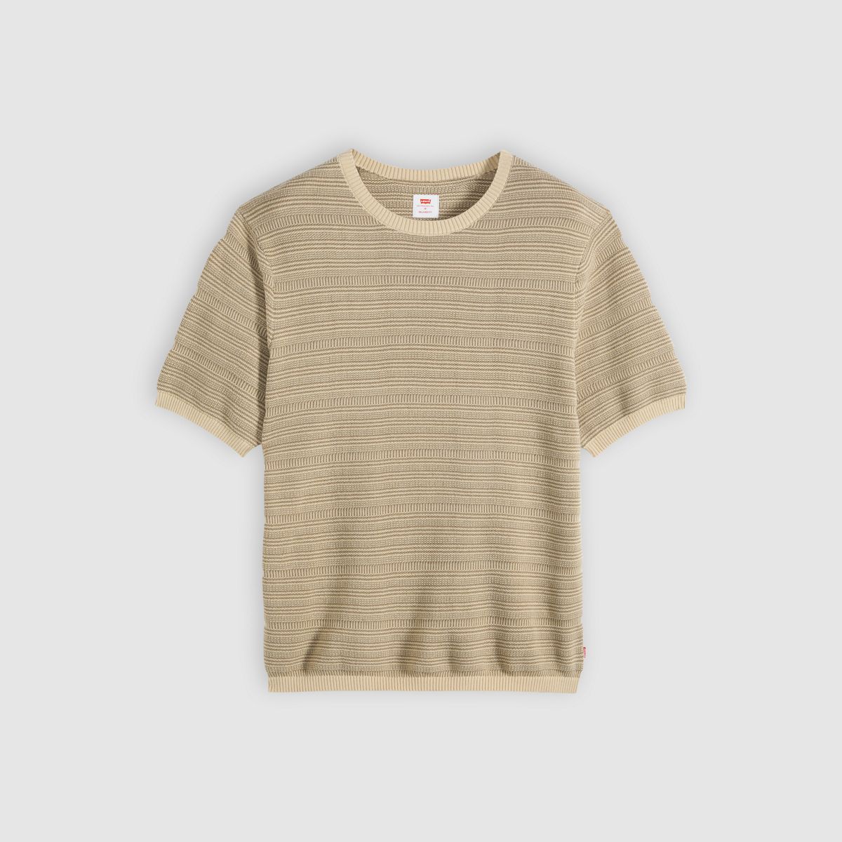 Ani Short-Sleeve Sweater — Textured Stripe Brindle and Fields Of Rye - Brown